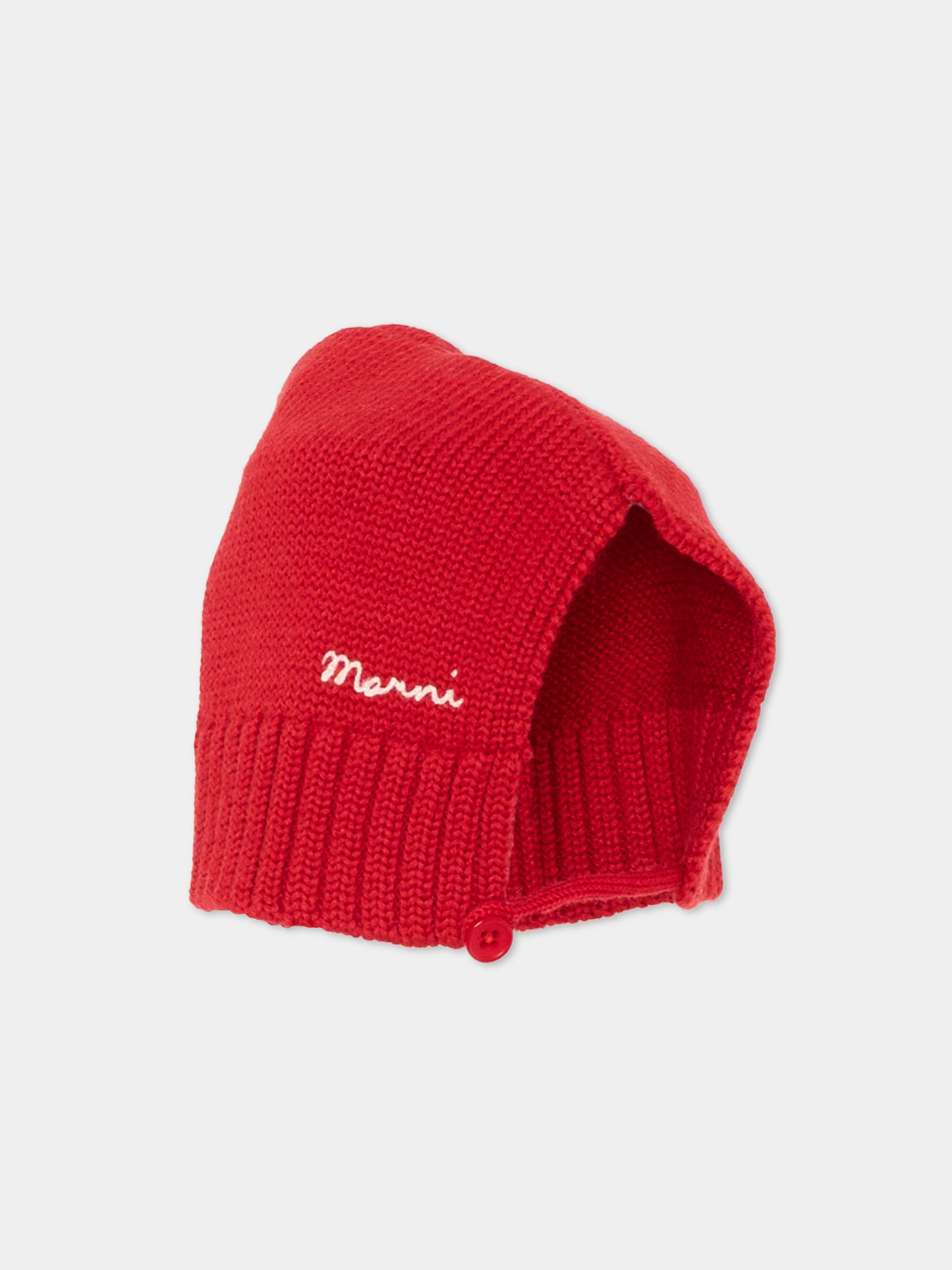 Berretto in maglia rosso con logo per bambina,Marni Kids,M01990 M00Y9 0M439