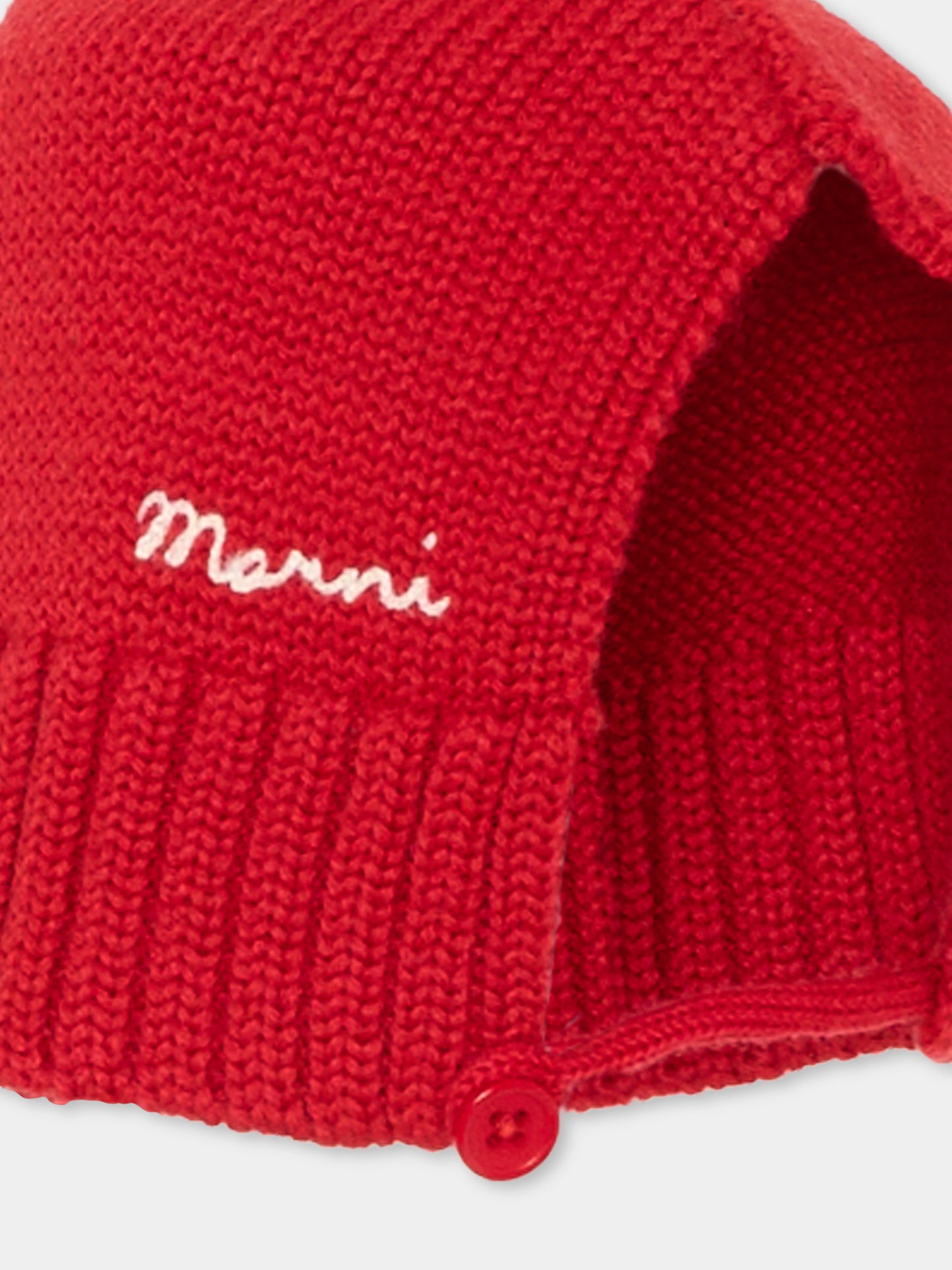 Berretto in maglia rosso con logo per bambina,Marni Kids,M01990 M00Y9 0M439