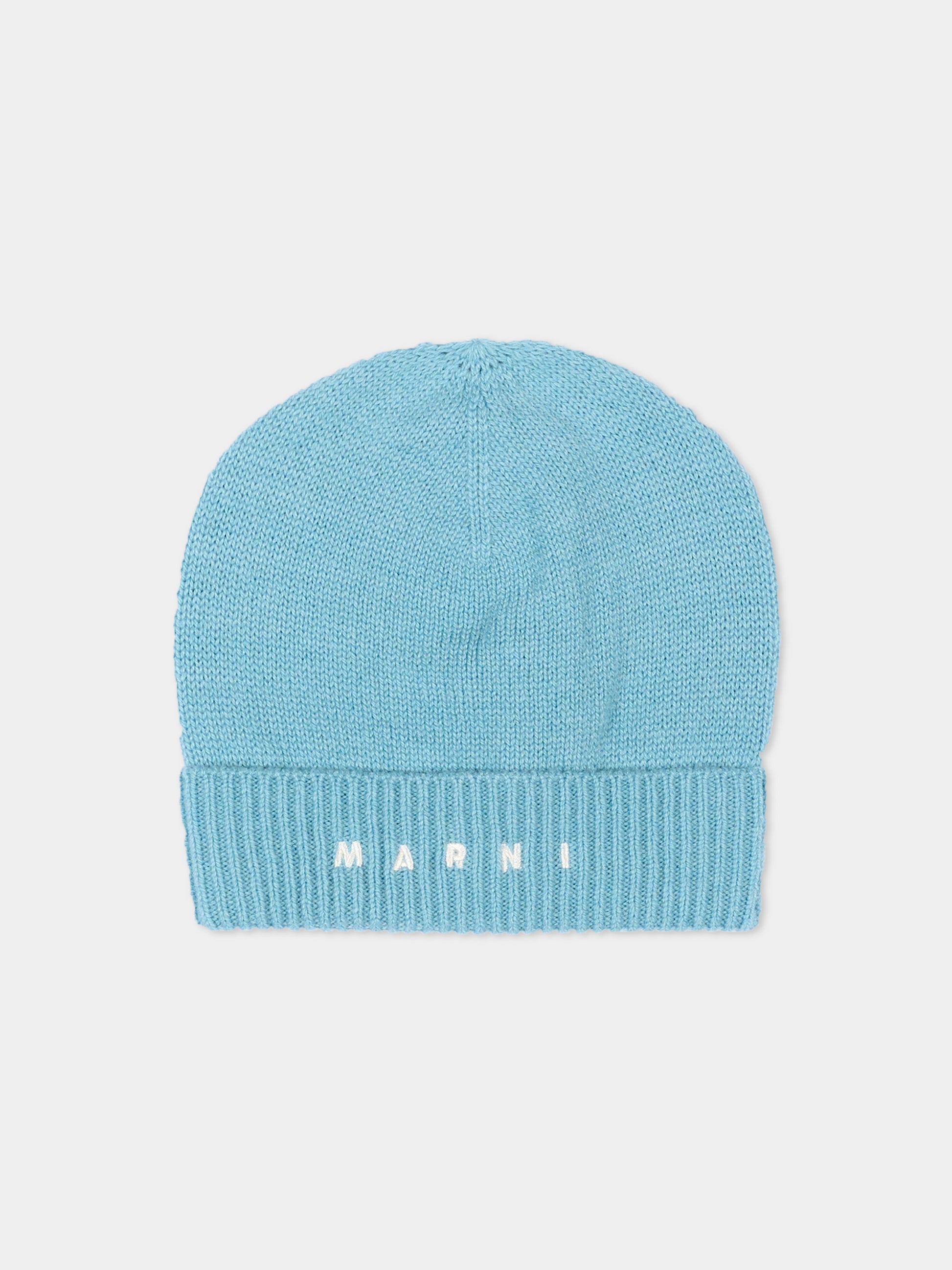 Berretto azzurro per neonati con logo,Marni Kids,M02008 M004C 0M866