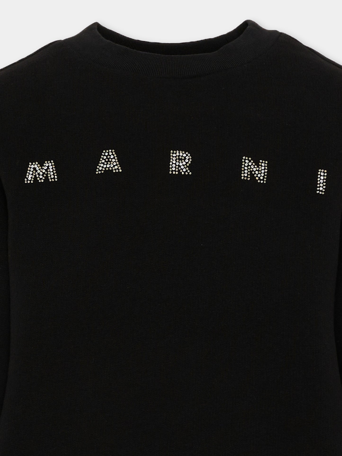 Felpa nera per bambina con logo,Marni Kids,M02016 M00SH 0M900