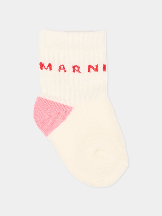 Calzino avorio per neonata con logo,Marni Kids,M02038 M00U1 0M107