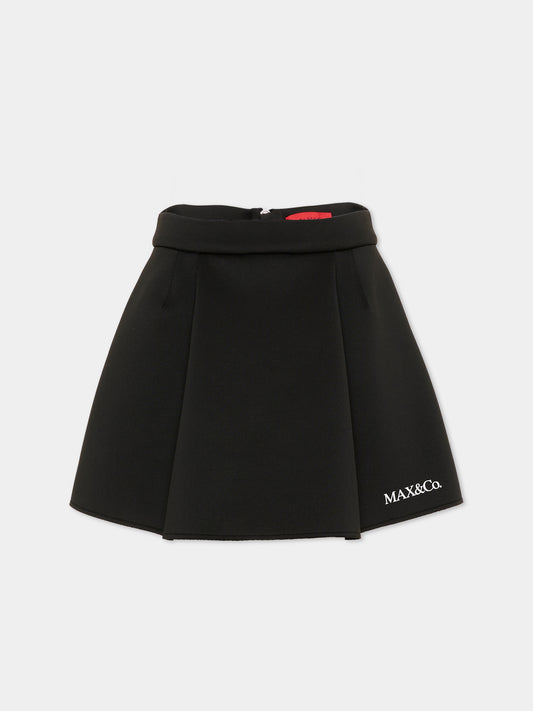 Gonna nera per bambina con logo,Max&co,MX0428 MX01U MX900