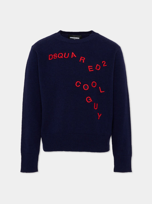 Maglione blu per bambino con logo,Dsquared2,DQ3401 D0AFF DQ864