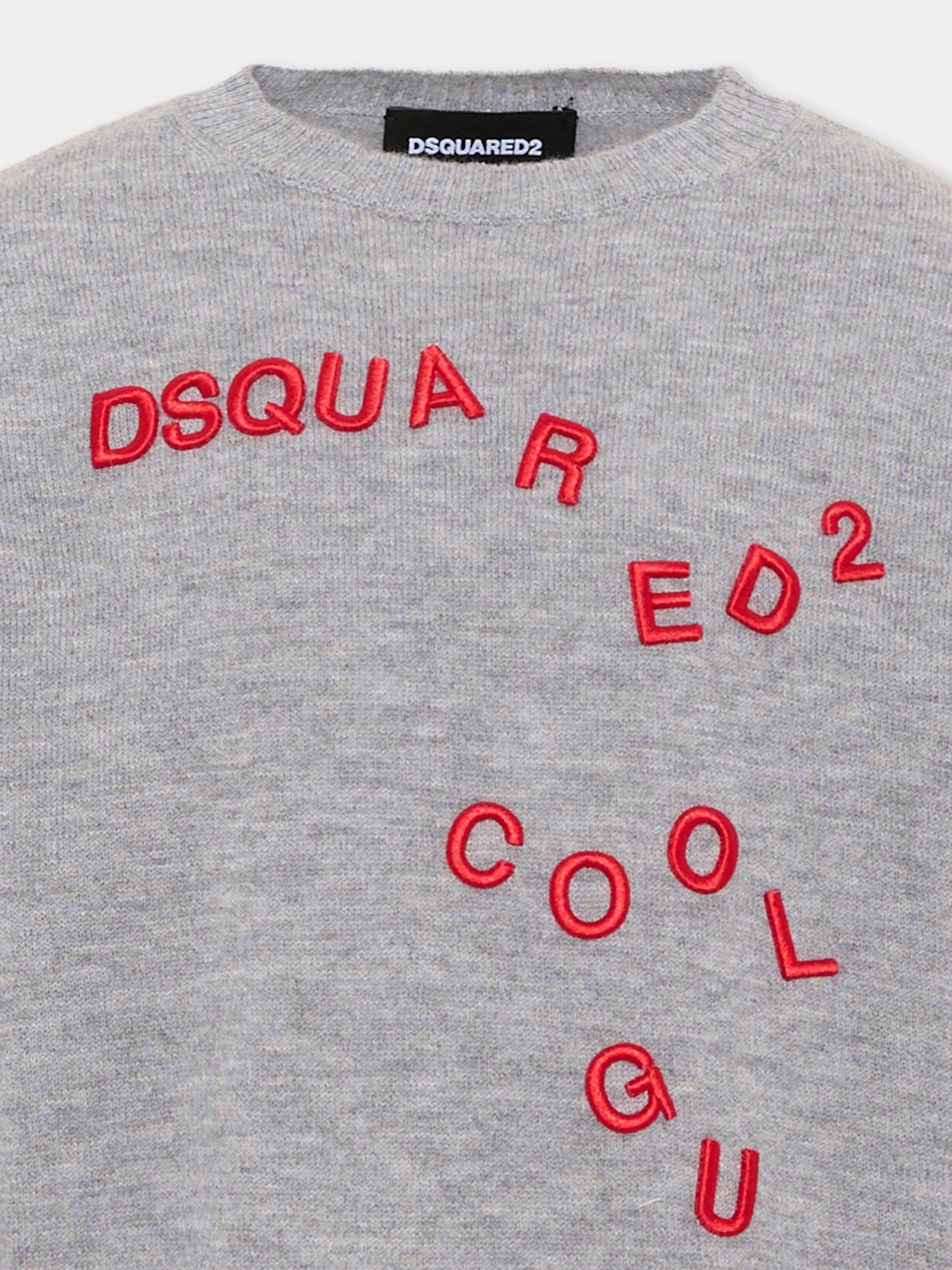 Maglione grigio per bambino con logo,Dsquared2,DQ3401 D0AFF DQ911