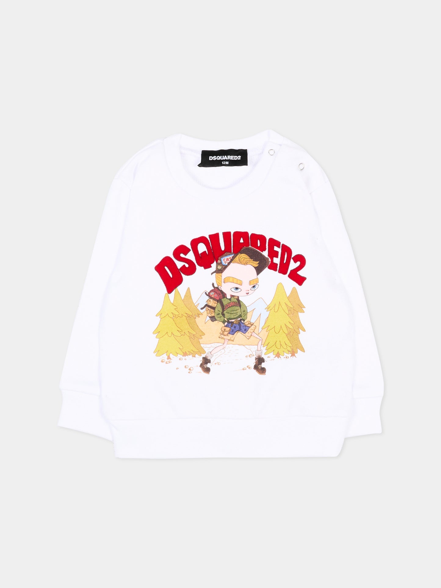 Felpa bianca per neonati con logo,Dsquared2,DQ3486 D0AJ2 DQ100