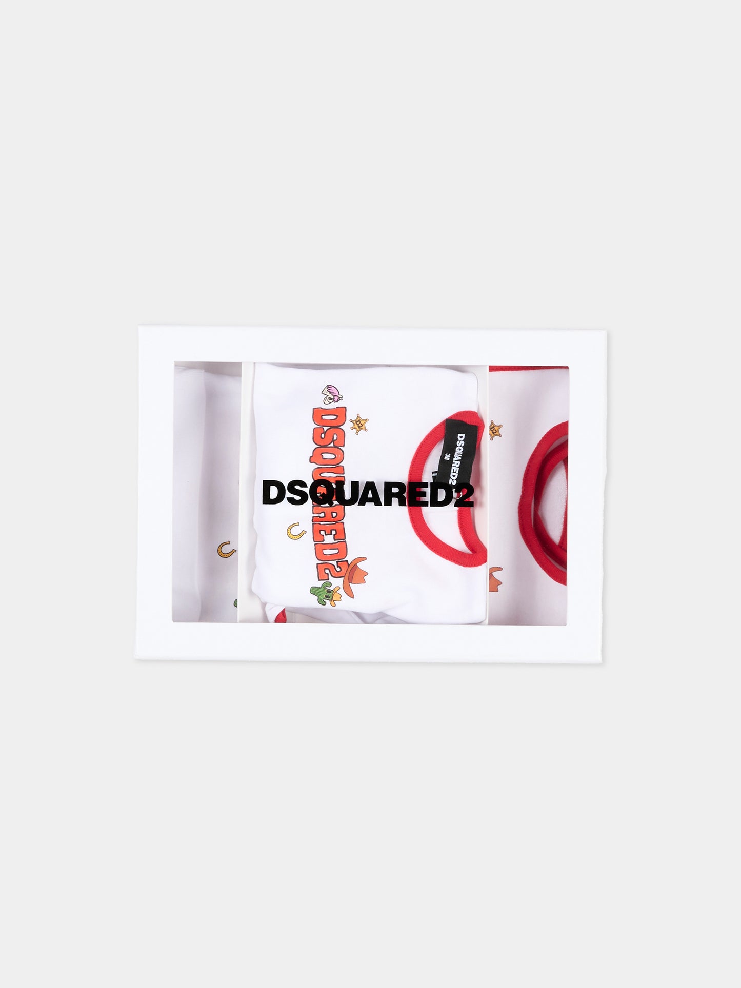 Set tutine bianco per neonati con logo,Dsquared2,DQ3514 D0A8U DQ100