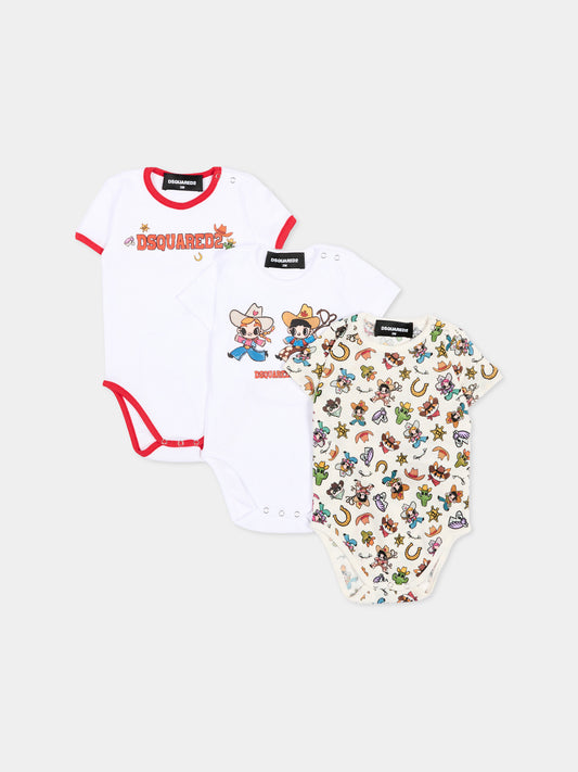 Body multicolor per neonati con stampe,Dsquared2,DQ3517 D0A8U DQC61