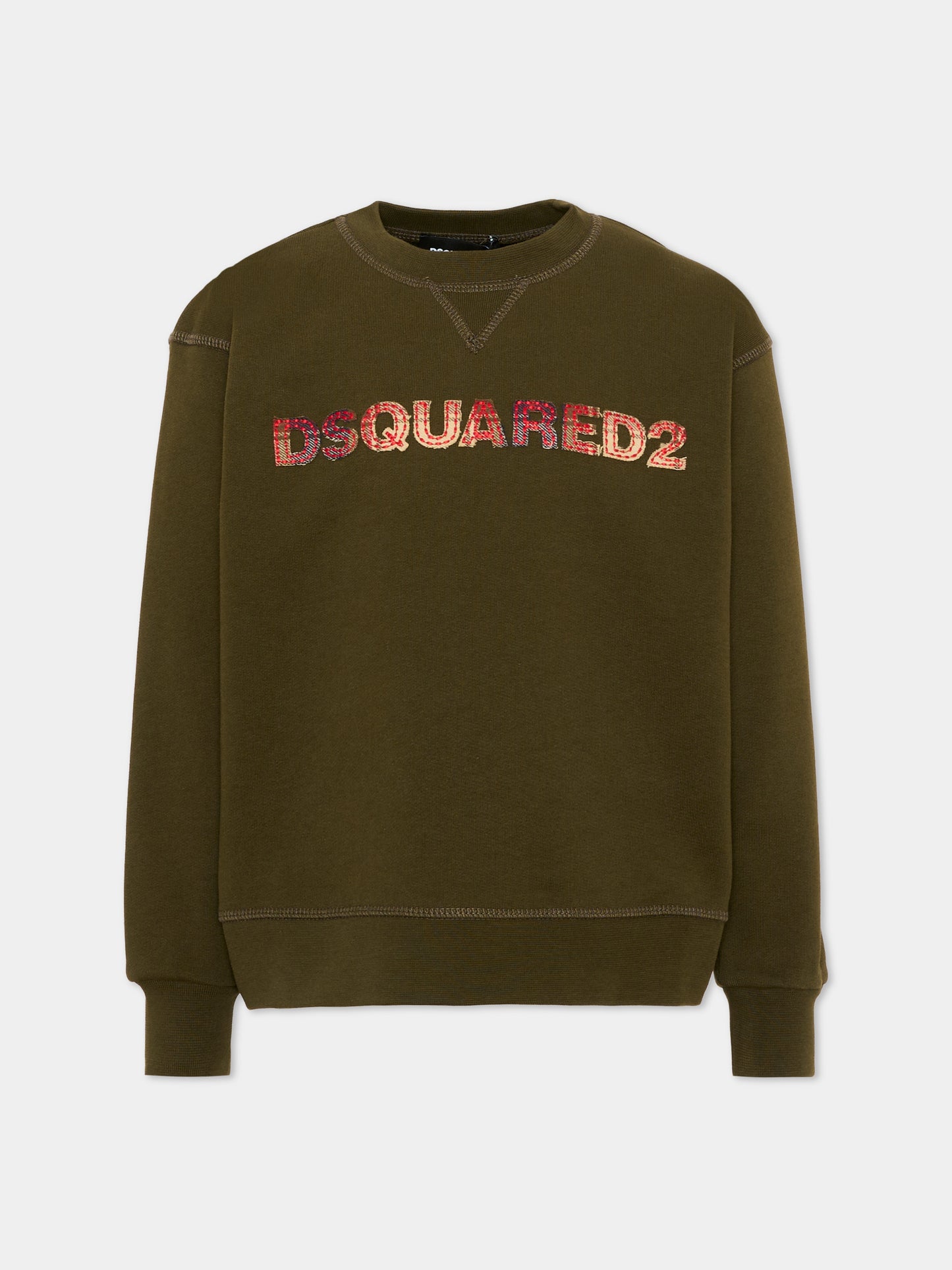 Felpa verde per bambini con logo,Dsquared2,DQ3561 D0AJ2 DQ558