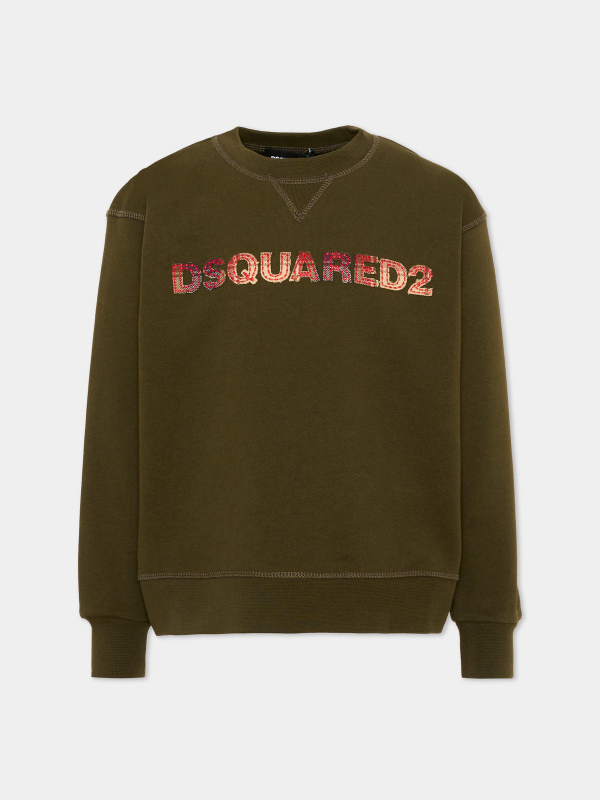 Felpa verde per bambini con logo,Dsquared2,DQ3561 D0AJ2 DQ558