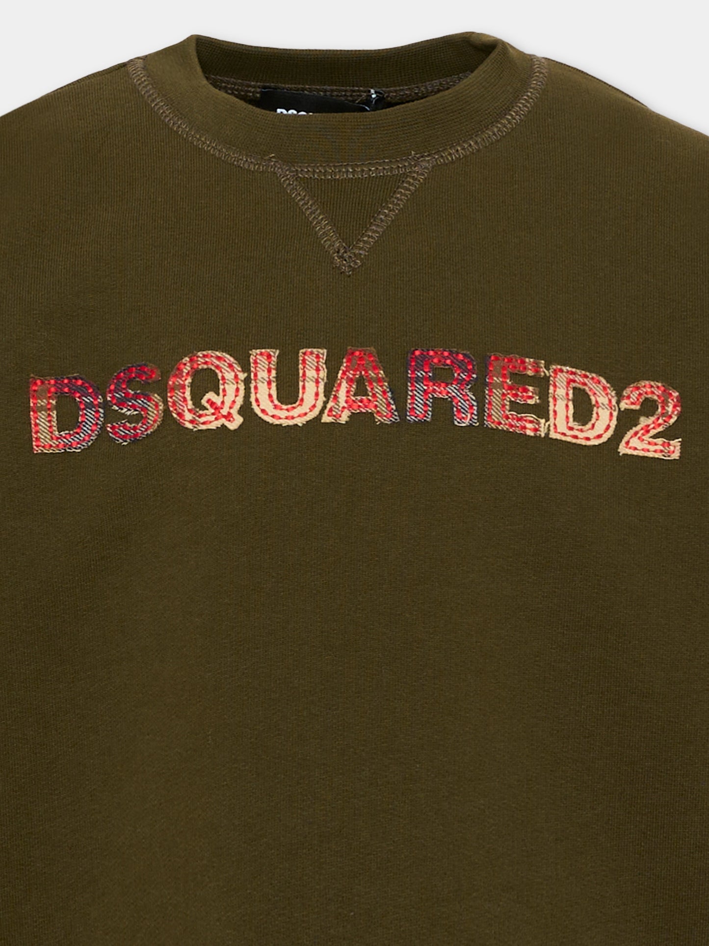 Felpa verde per bambini con logo,Dsquared2,DQ3561 D0AJ2 DQ558