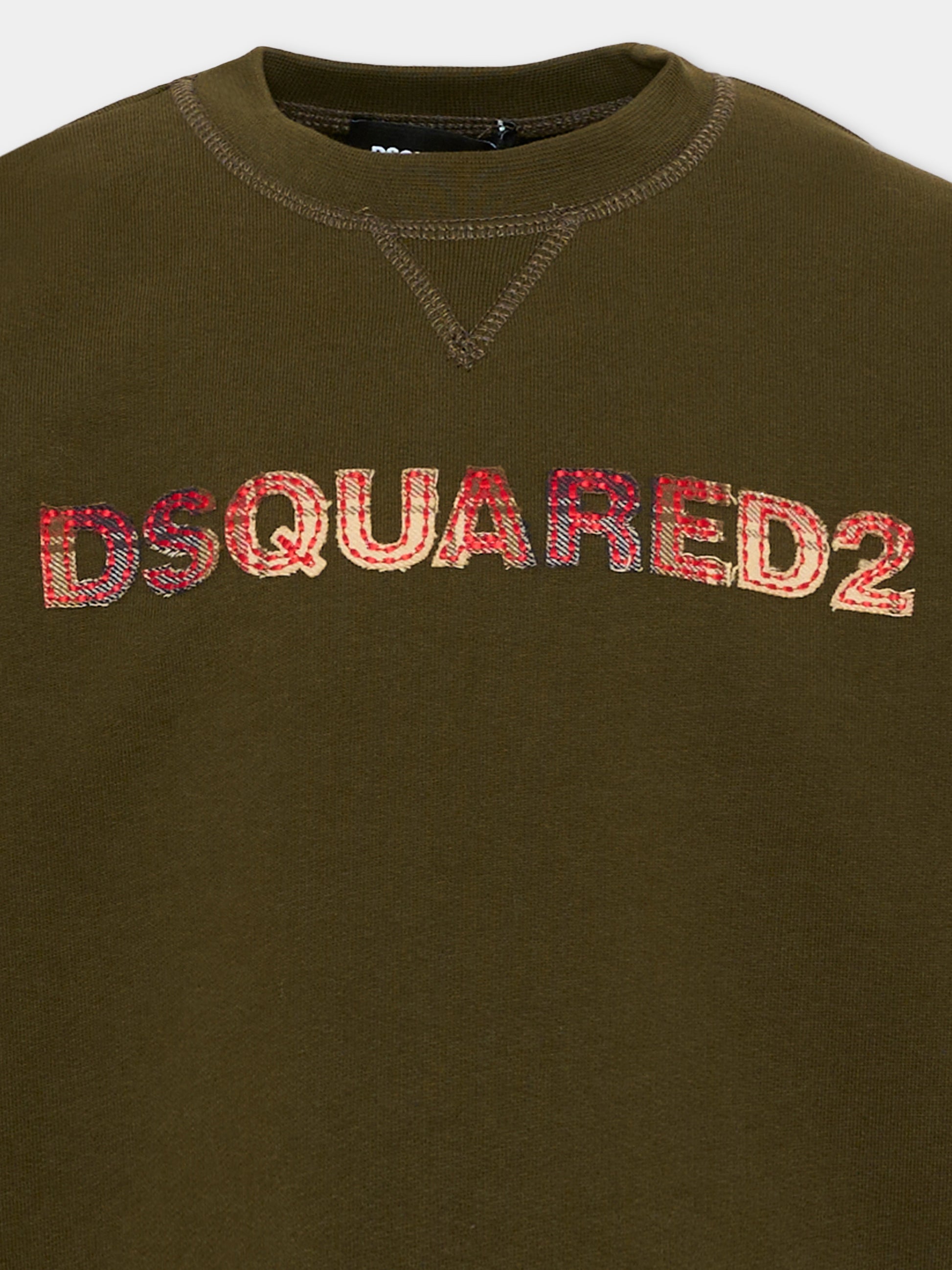 Felpa verde per bambini con logo,Dsquared2,DQ3561 D0AJ2 DQ558