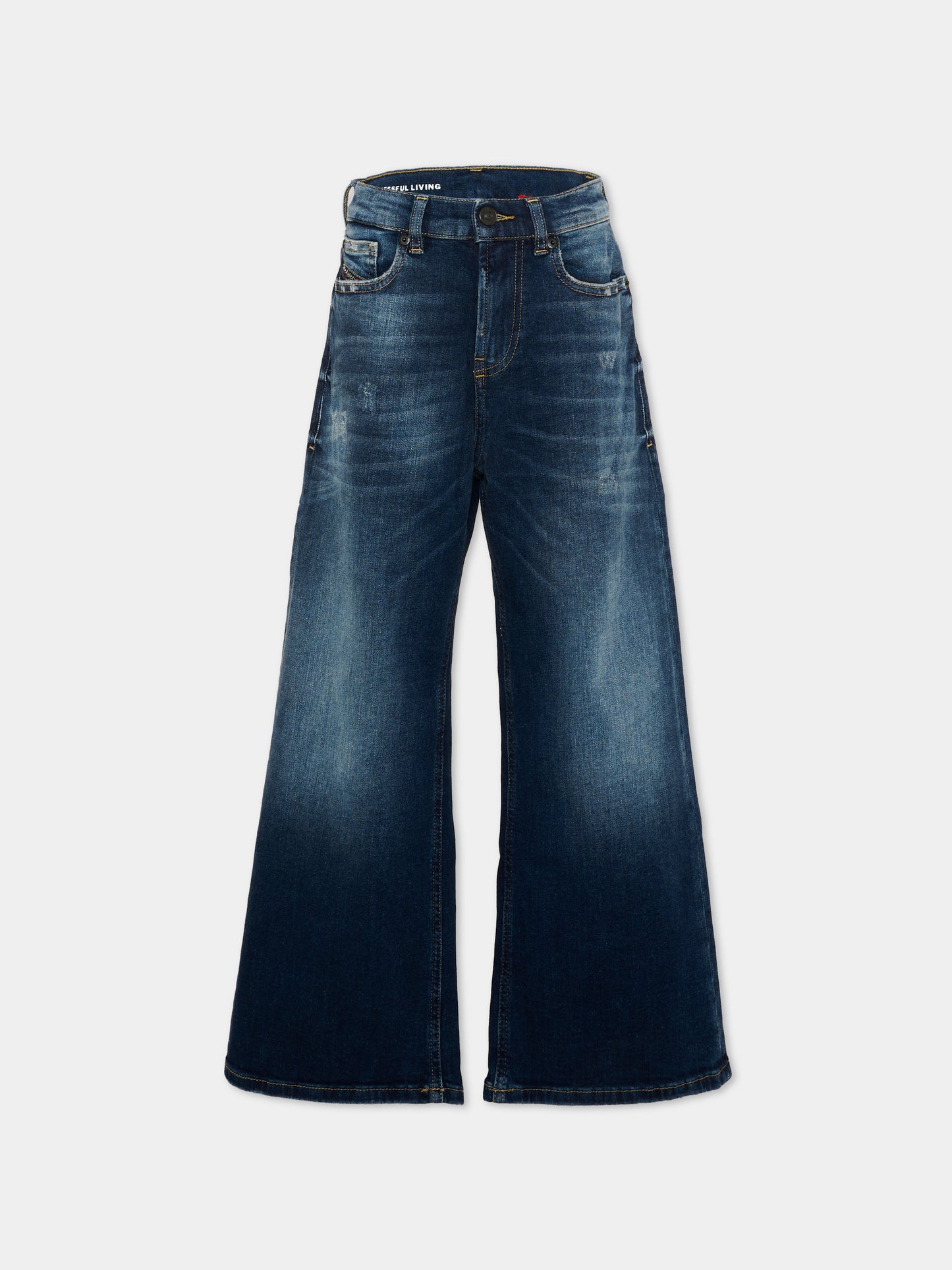 Jeans denim per bambina con patch logo,Diesel,J02322 KXBUL K01