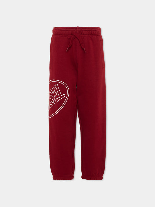 Pantaloni sportivi bordeaux per bambino con logo,Diesel,J02661 0GEAD K440