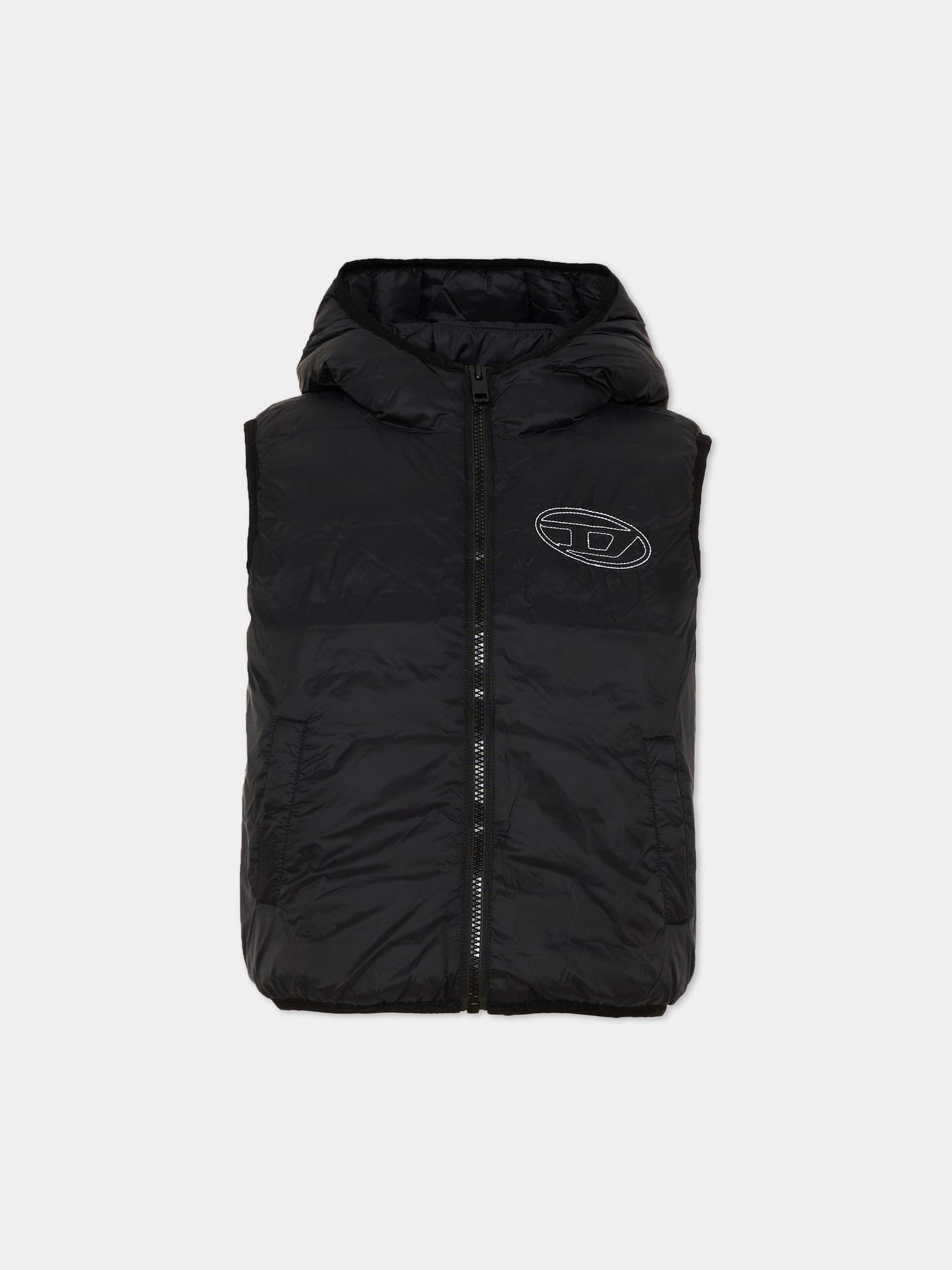 Gilet nero per bambini con logo,Diesel,J02883 KXBVE K900