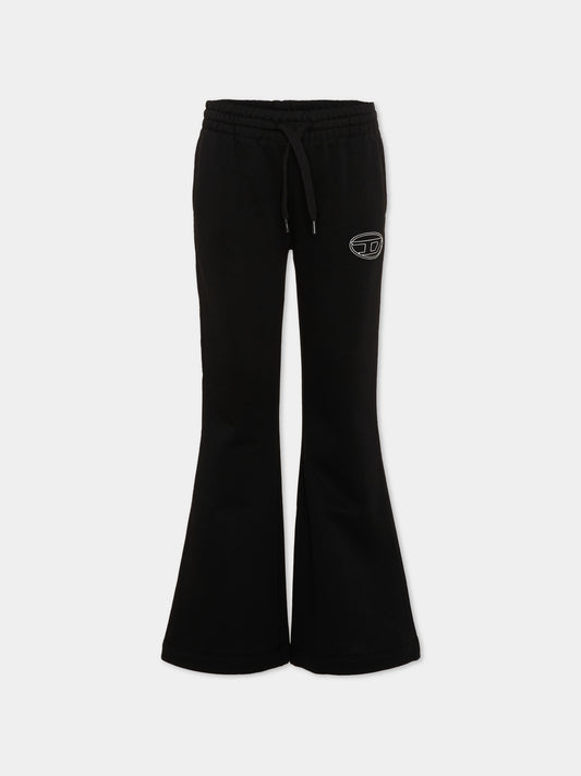 Pantaloni sportivi neri per bambina con logo,Diesel,J02917 KYAZ3 K900