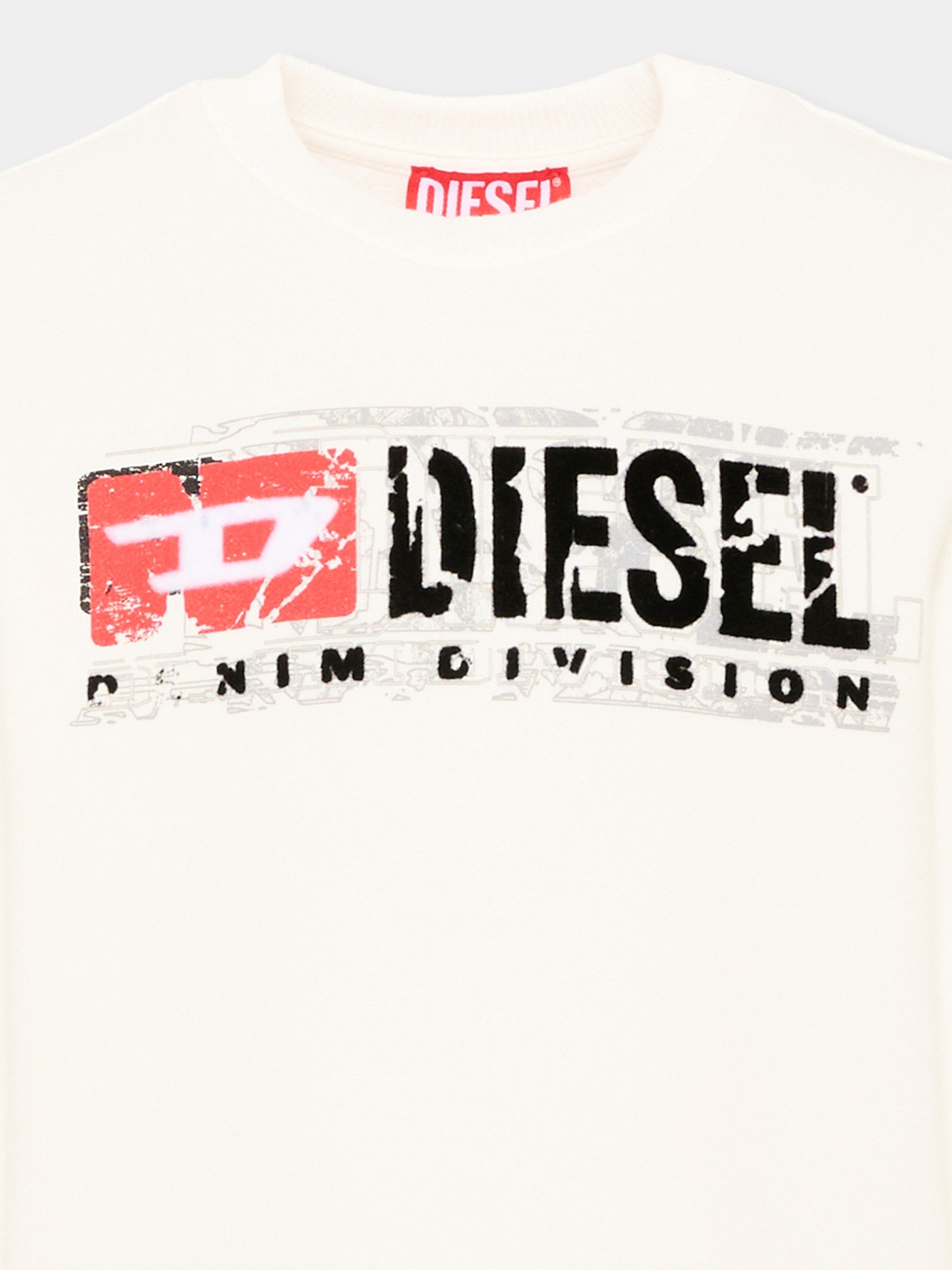 Felpa avorio per bambino con logo,Diesel,J02973 KYAVF K141
