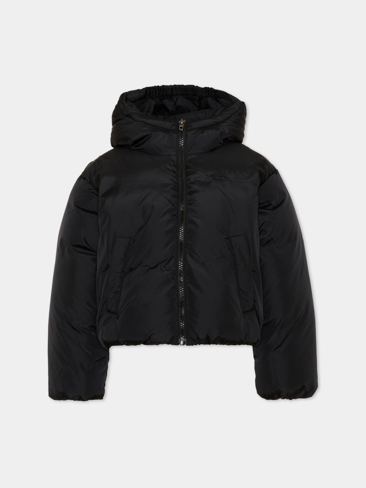 Piumino nero per bambina con cappuccio,Diesel,J03016 KXBVC K900