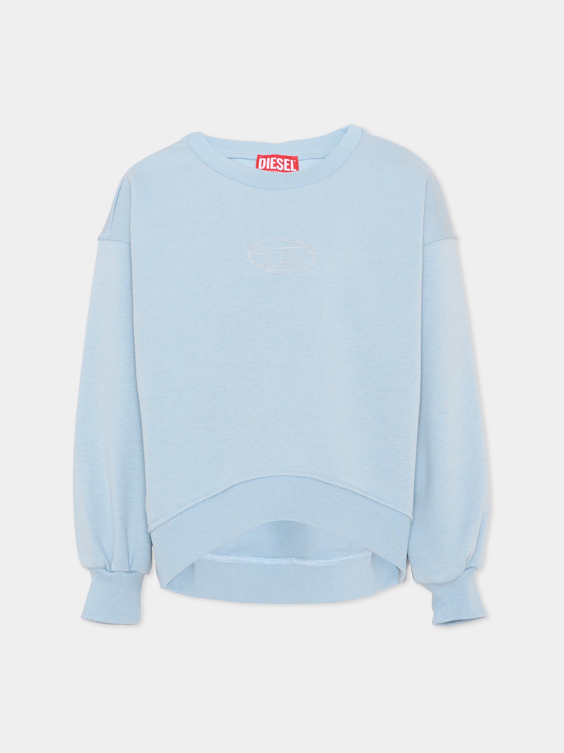 Felpa celeste per bambina con logo,Diesel,J03017 KYAZ3 K80U