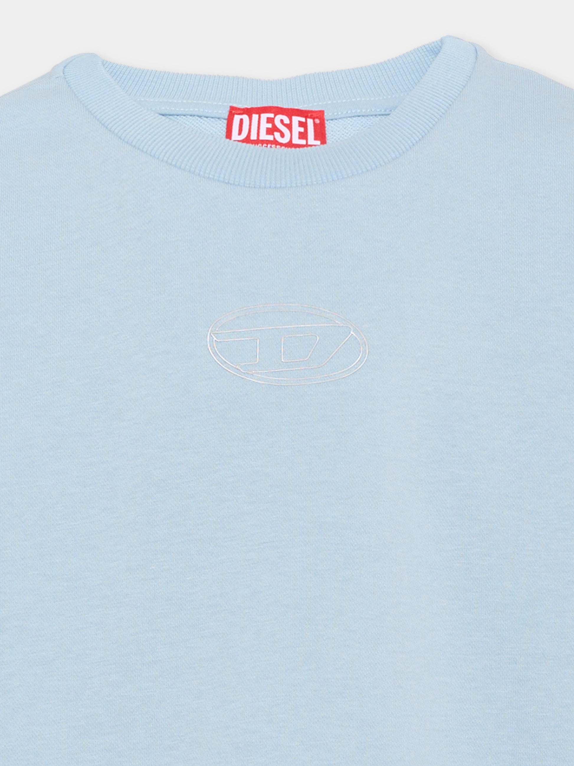 Felpa celeste per bambina con logo,Diesel,J03017 KYAZ3 K80U