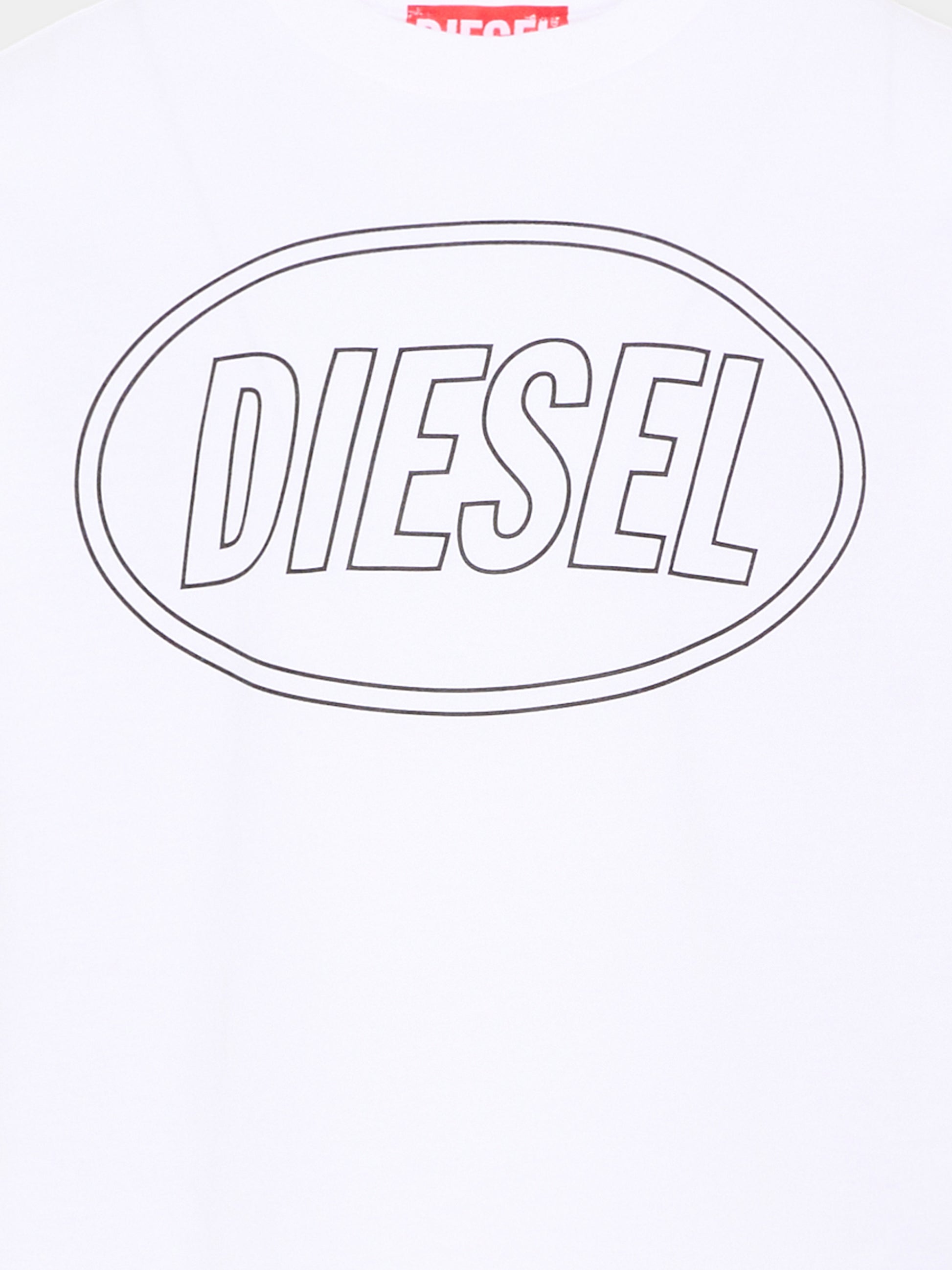 T-Shirt a manica lunga bianca per bambini con logo,Diesel,J03037 0GRAI K100