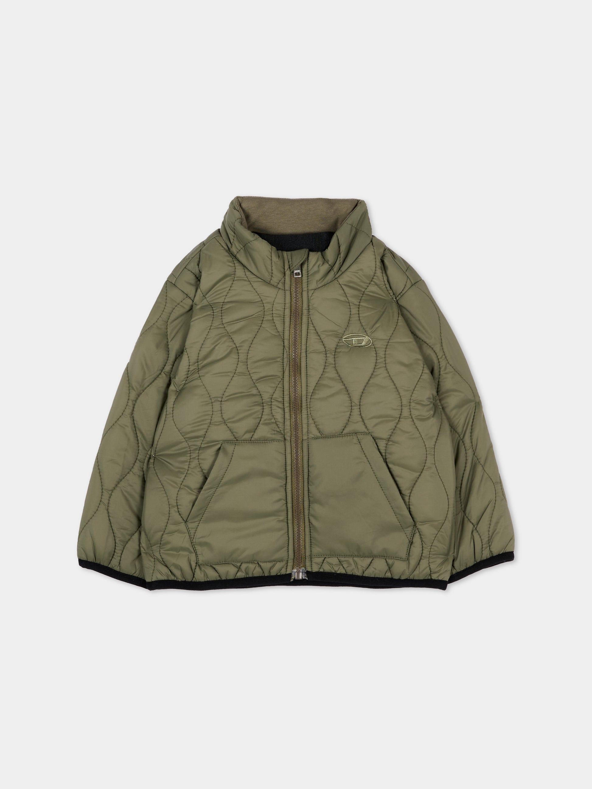 Piumino verde per neonato trapuntato con logo,Diesel,K00833 KXBS2 K511
