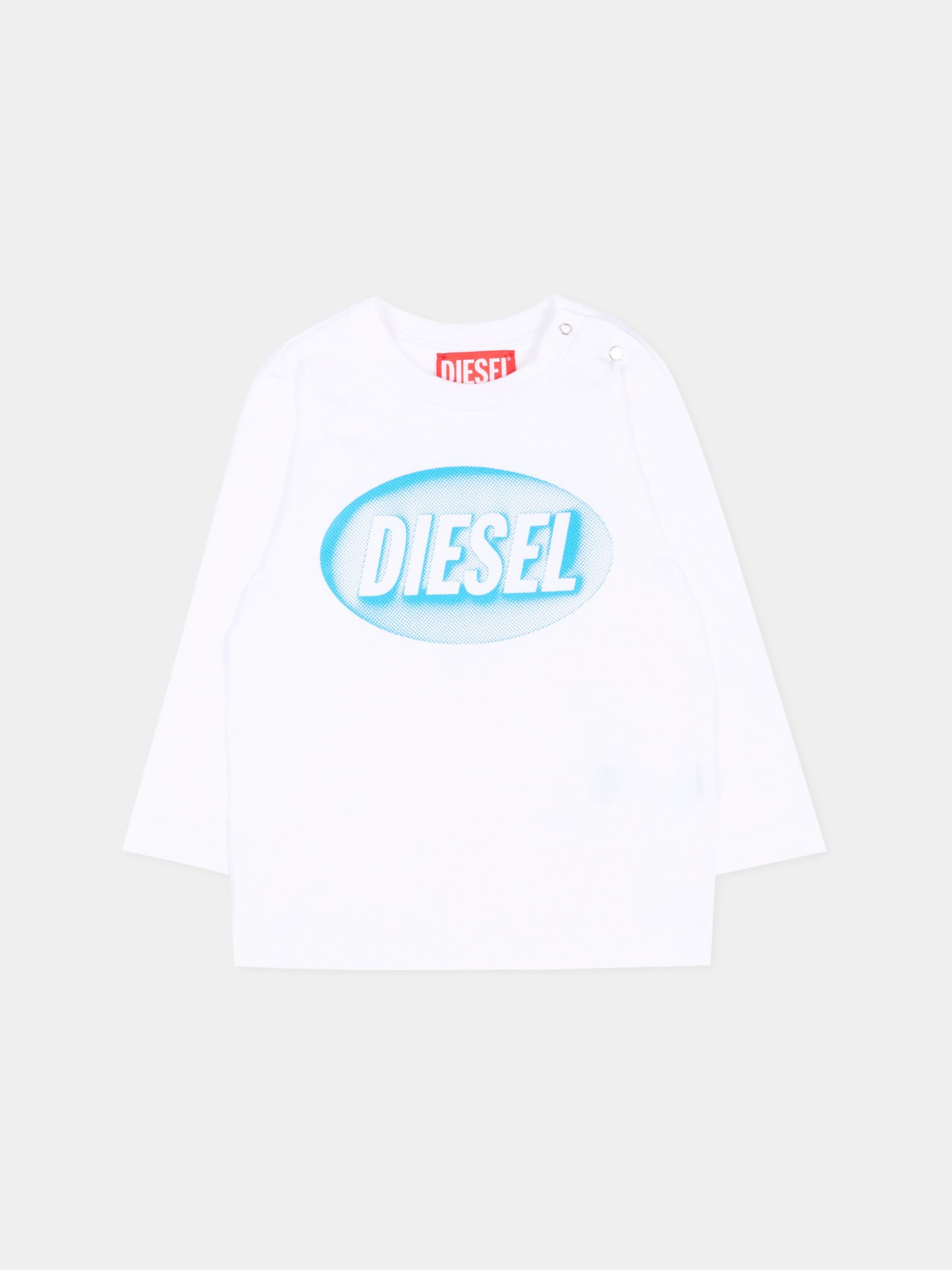 T-Shirt bianca per neonato con logo,Diesel,K00857 00YI9 K100