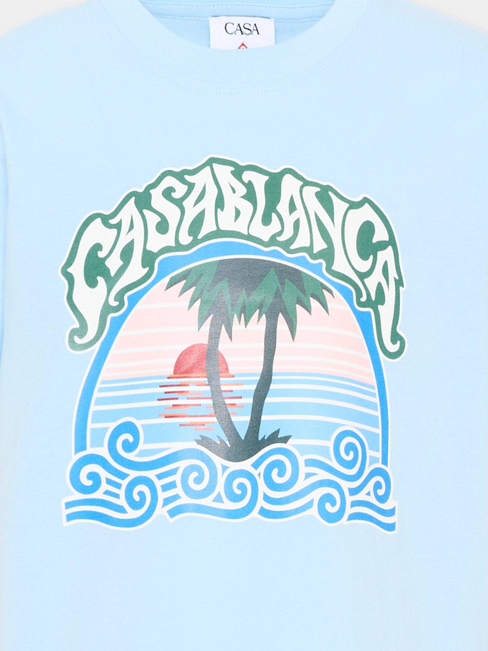 T-Shirt celeste per bambini con logo,Casablanca,K PF26 JTS 038 02