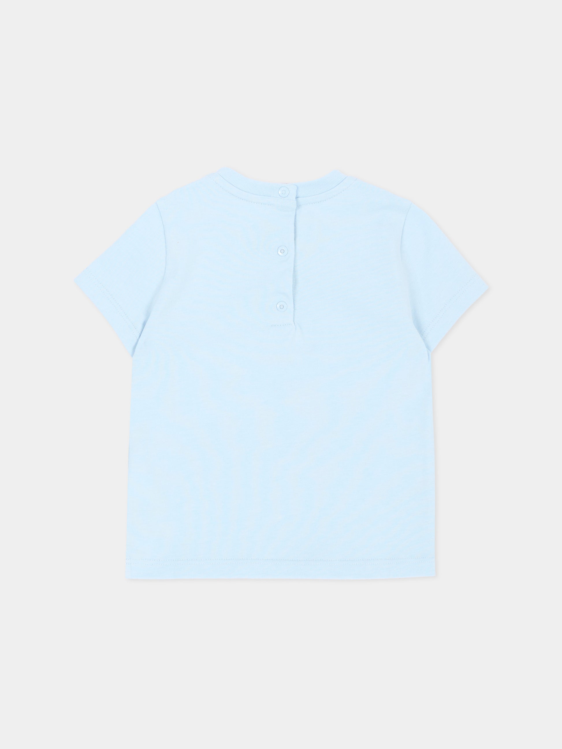 T-shirt celeste per neonato con logo,Fendi Kids,BUI120 AY8D F0EX7