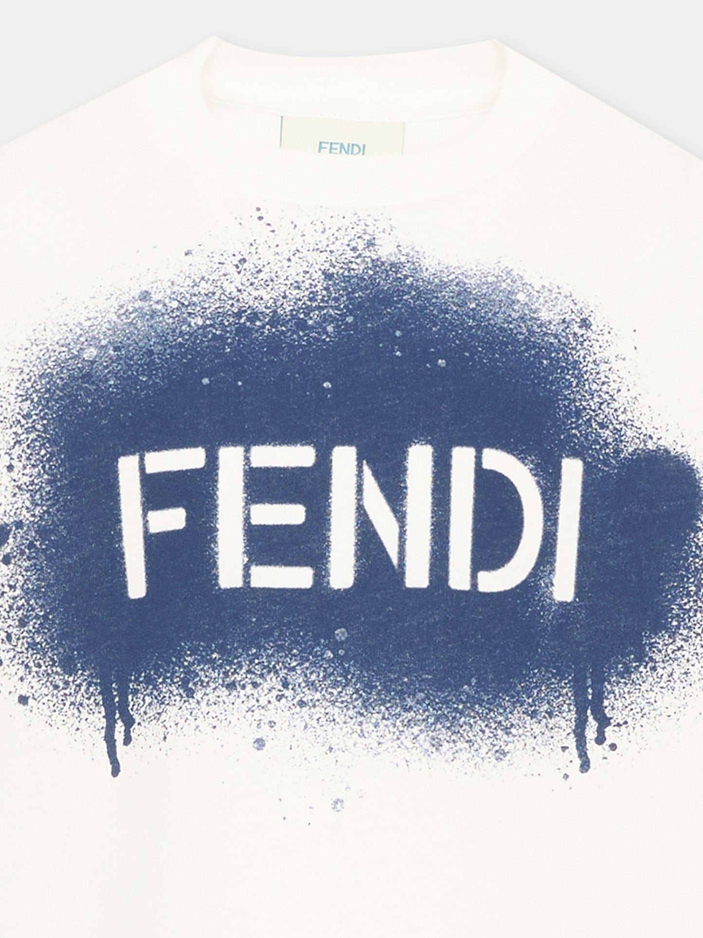 T-Shirt avorio per bambini con logo,Fendi Kids,JUI212 AY8D F1PEY