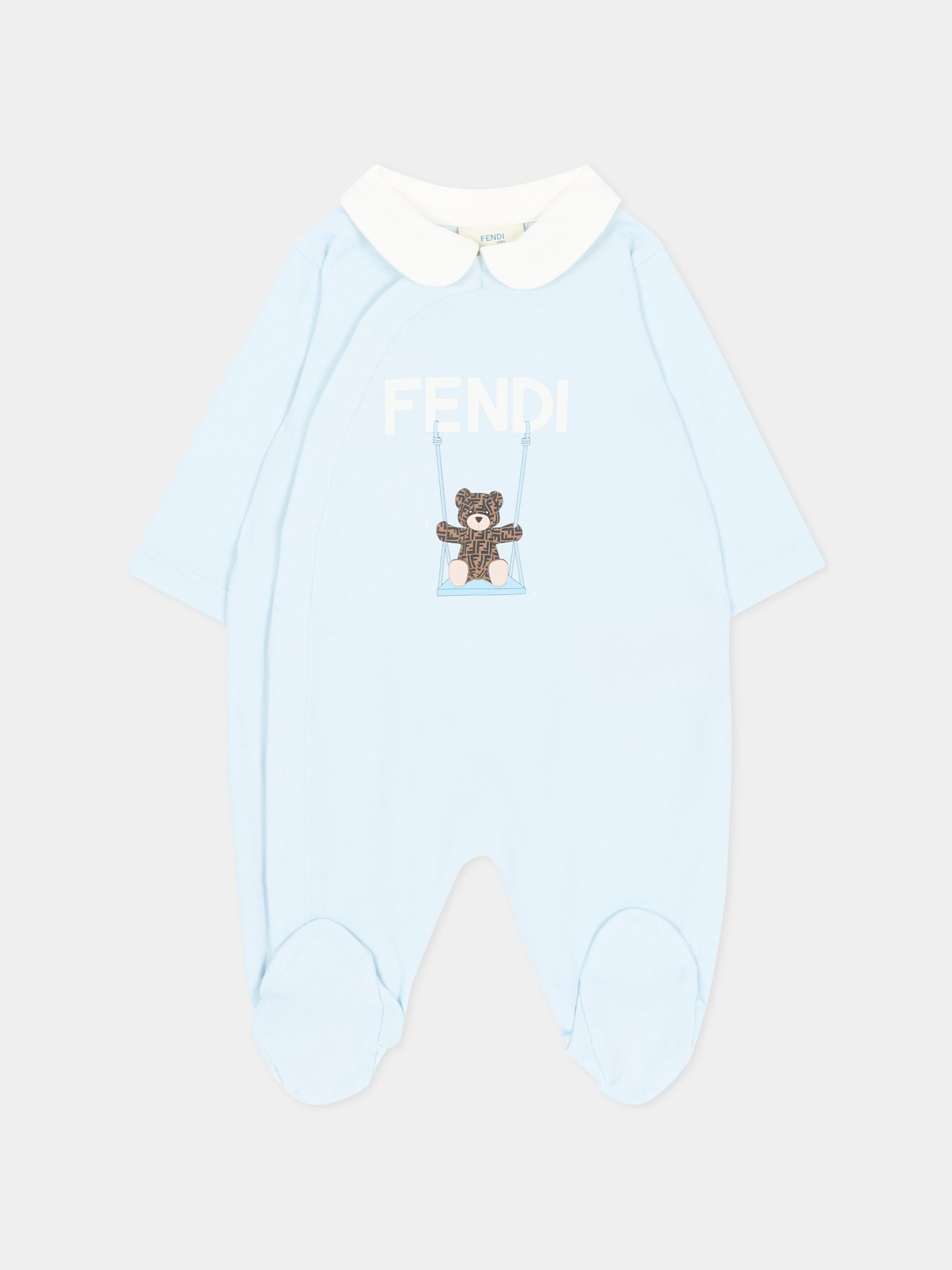Set tutina azzurra Fendi Bear per neonato,Fendi Kids,BUK167 ST8 F19J4