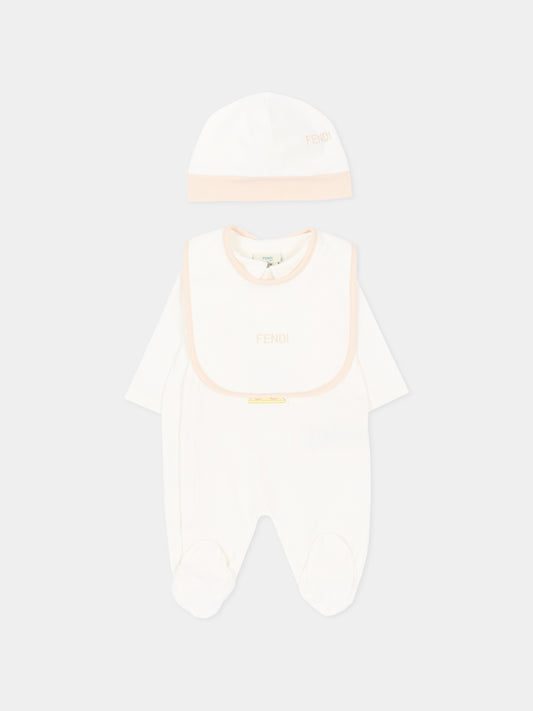 Set tutina avorio Fendi Bear per neonati,Fendi Kids,BUK167 ST8 F0TU9