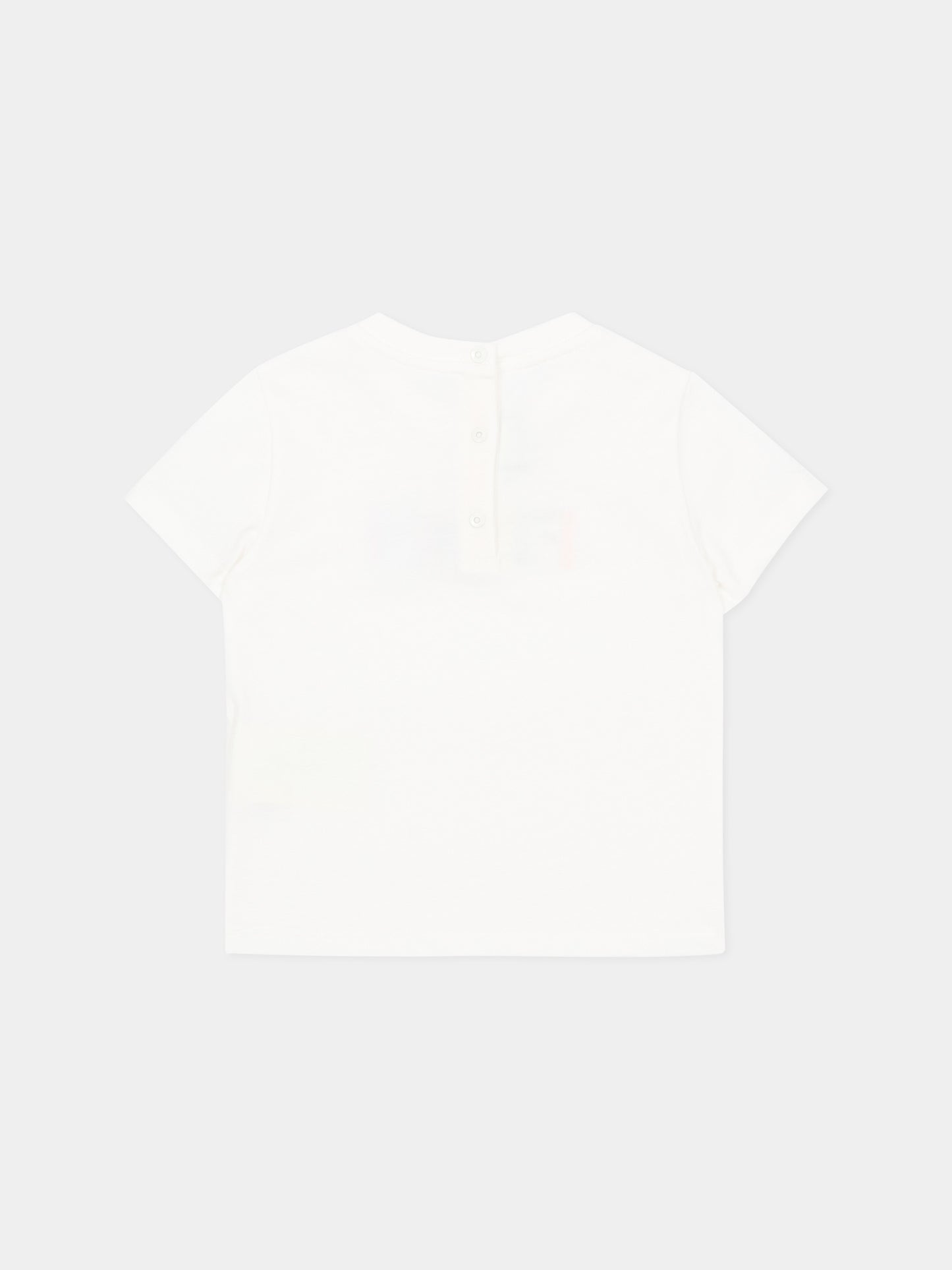 T-shirt bianca per neonati con logo,Fendi Kids,BUI119 AY8D F0TU9