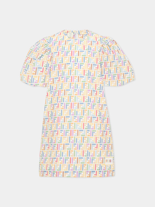 Vestito multicolor per bambina con logo,Fendi Kids,JFB879 AJJZ F0ZA0