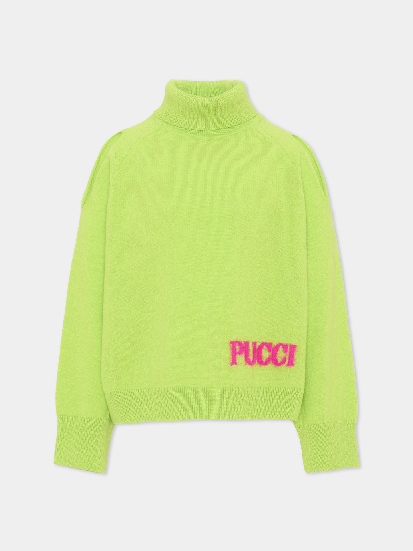 Dolcevita verde per bambina con logo,Emilio Pucci Junior,PZ9A00 Z2362 784