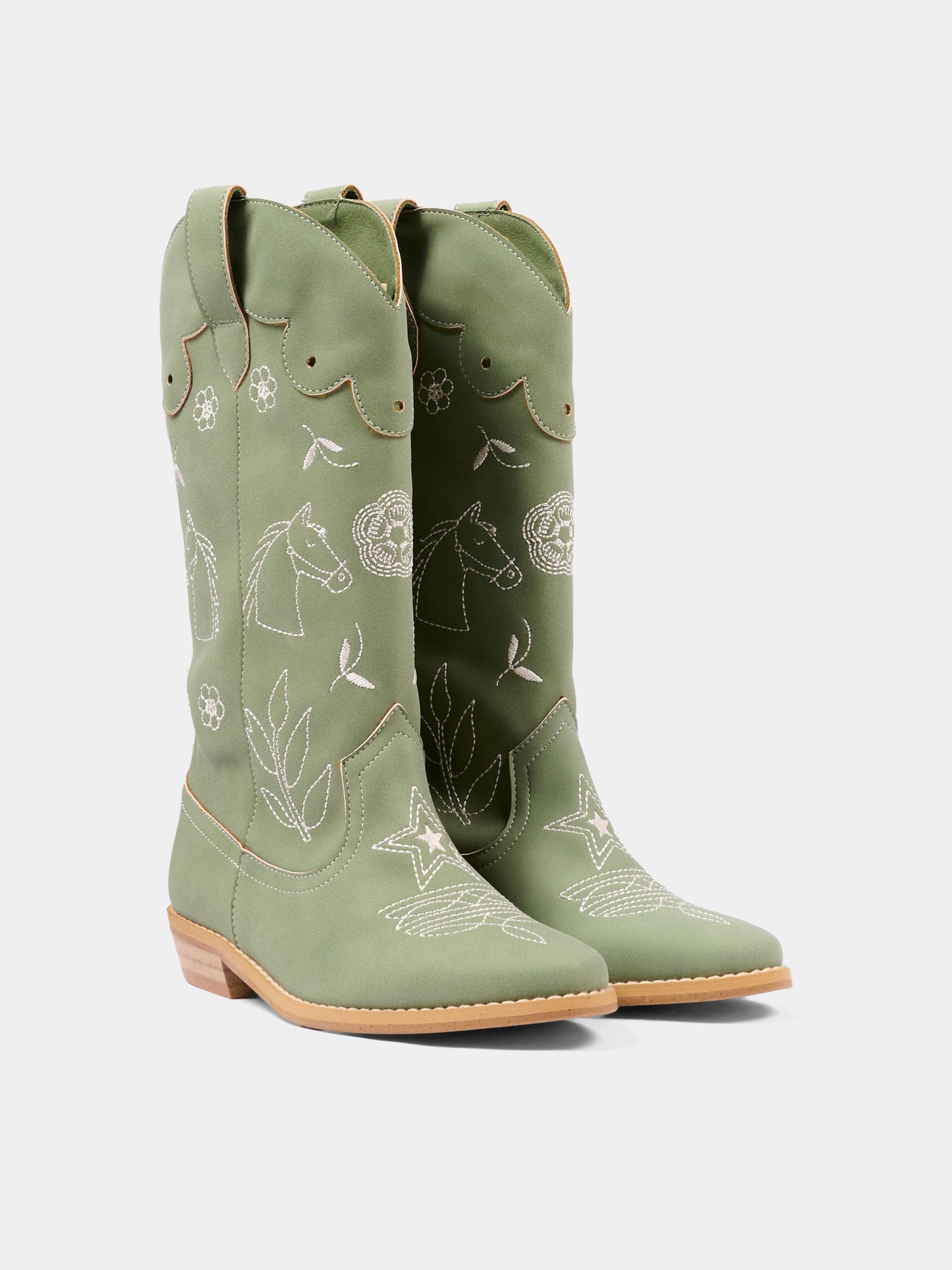 Stivali verde per bambina con ricami,Stella Mccartney Kids,TZ0C16 Z3983 70G