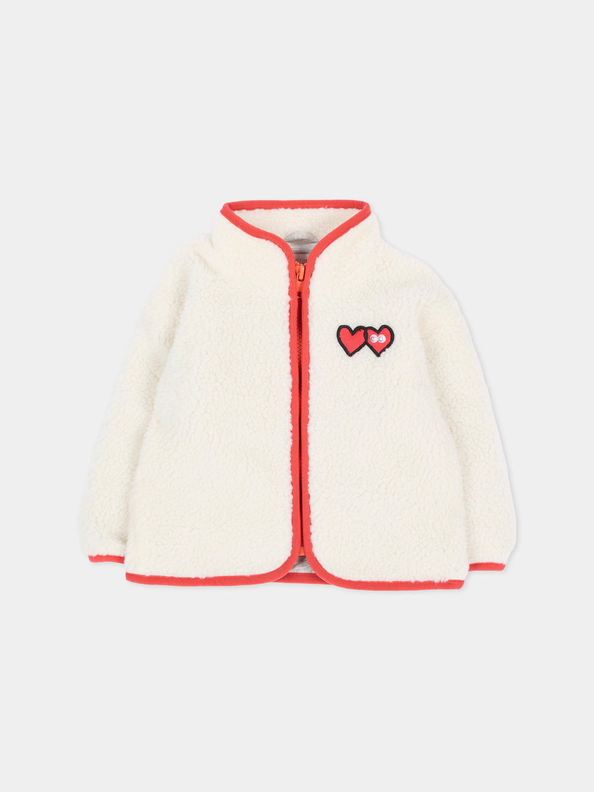Ecopelliccia avorio per neonata con cuori,Stella Mccartney Kids,TZ2047 Z0506 101