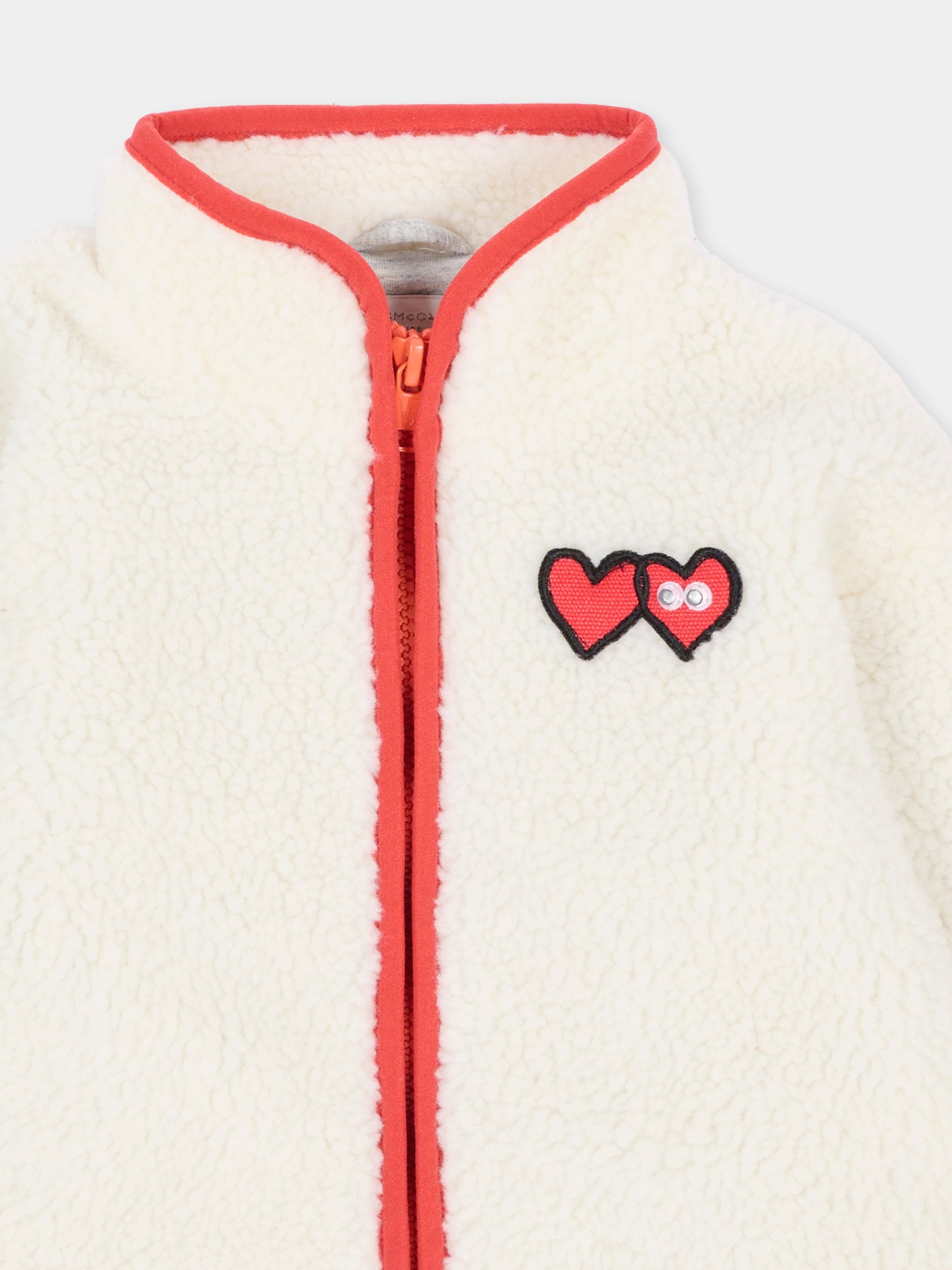 Ecopelliccia avorio per neonata con cuori,Stella Mccartney Kids,TZ2047 Z0506 101