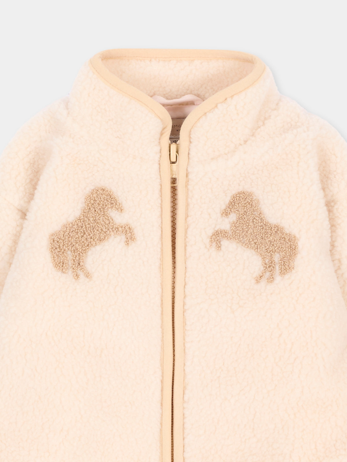Ecopelliccia avorio per neonati con cavalli,Stella Mccartney Kids,TZ2057 Z0506 193