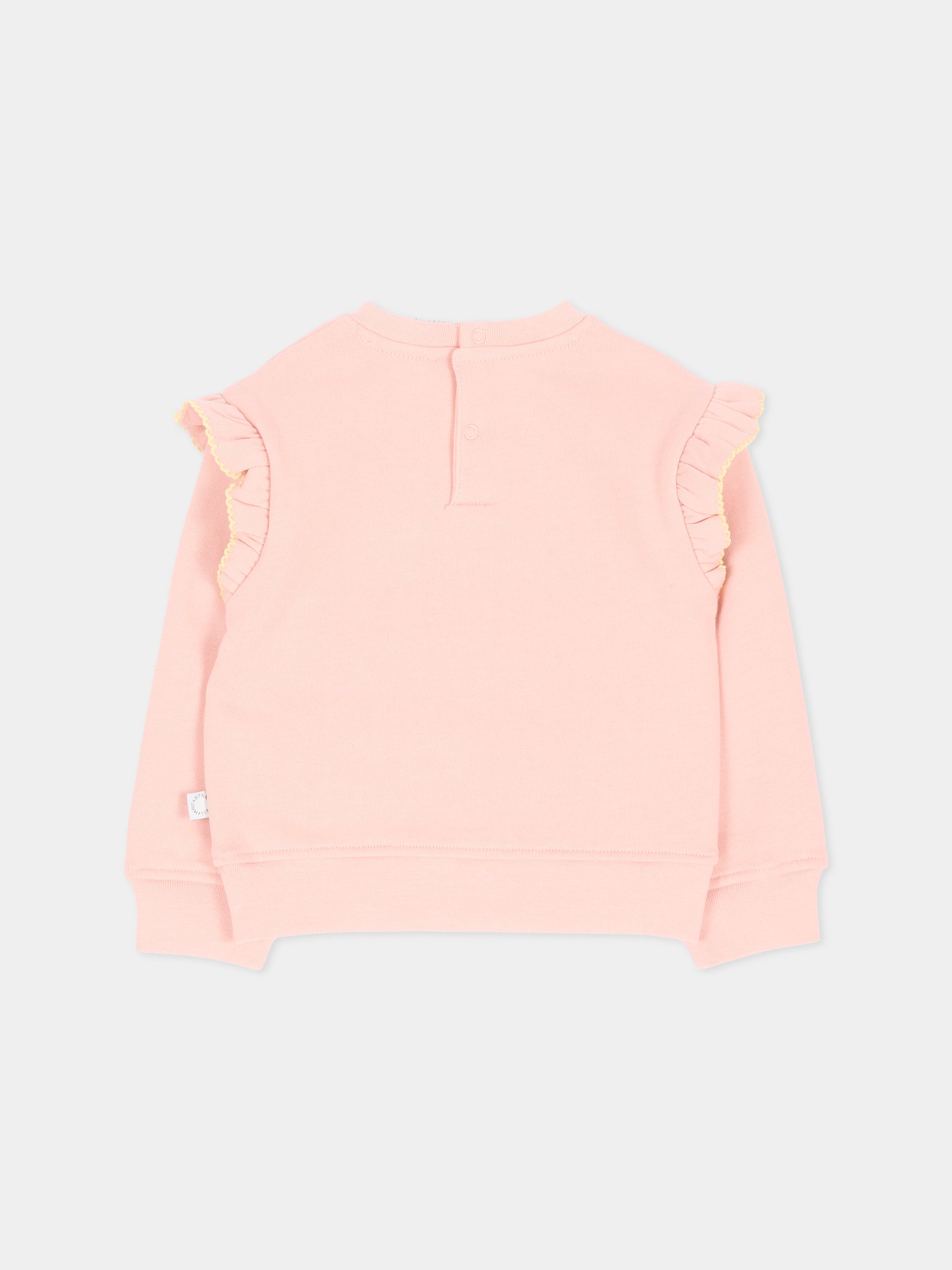 Felpa rosa per neonata con ruches,Stella Mccartney Kids,TZ4030 Z3059 50M