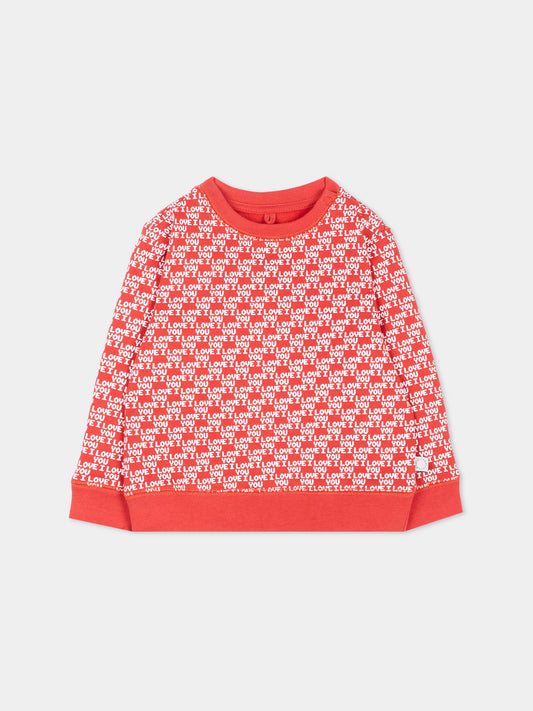 Felpa rossa per neonata con stampa,Stella Mccartney Kids,TZ4080 Z4023 423AV