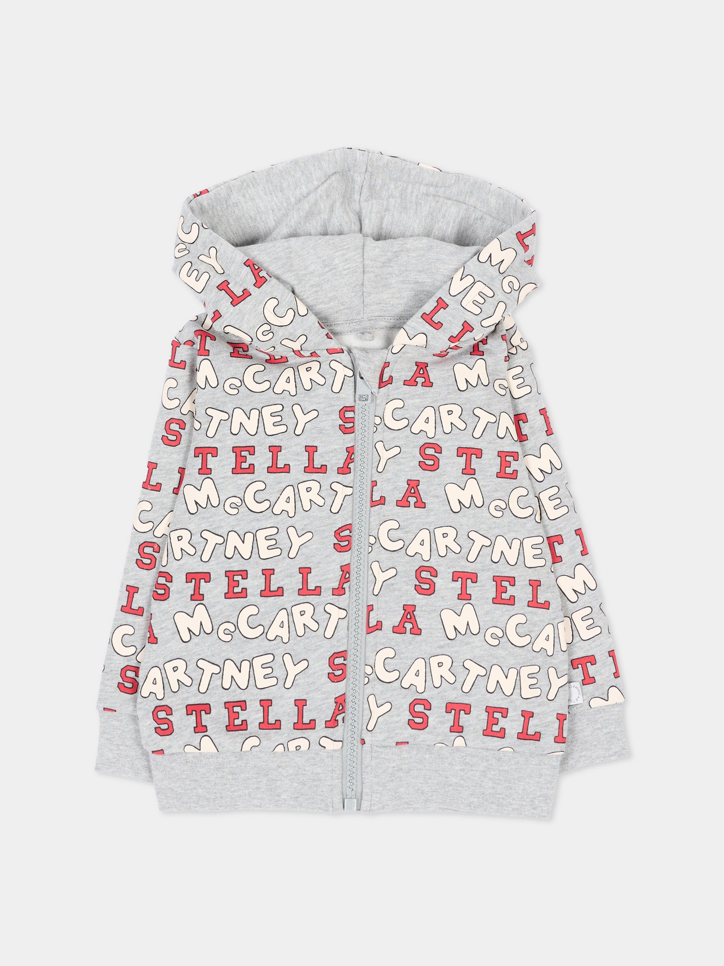 Felpa con cappuccio grigia per neonato con stampa,Stella Mccartney Kids,TZ4350 Z4013 807MC
