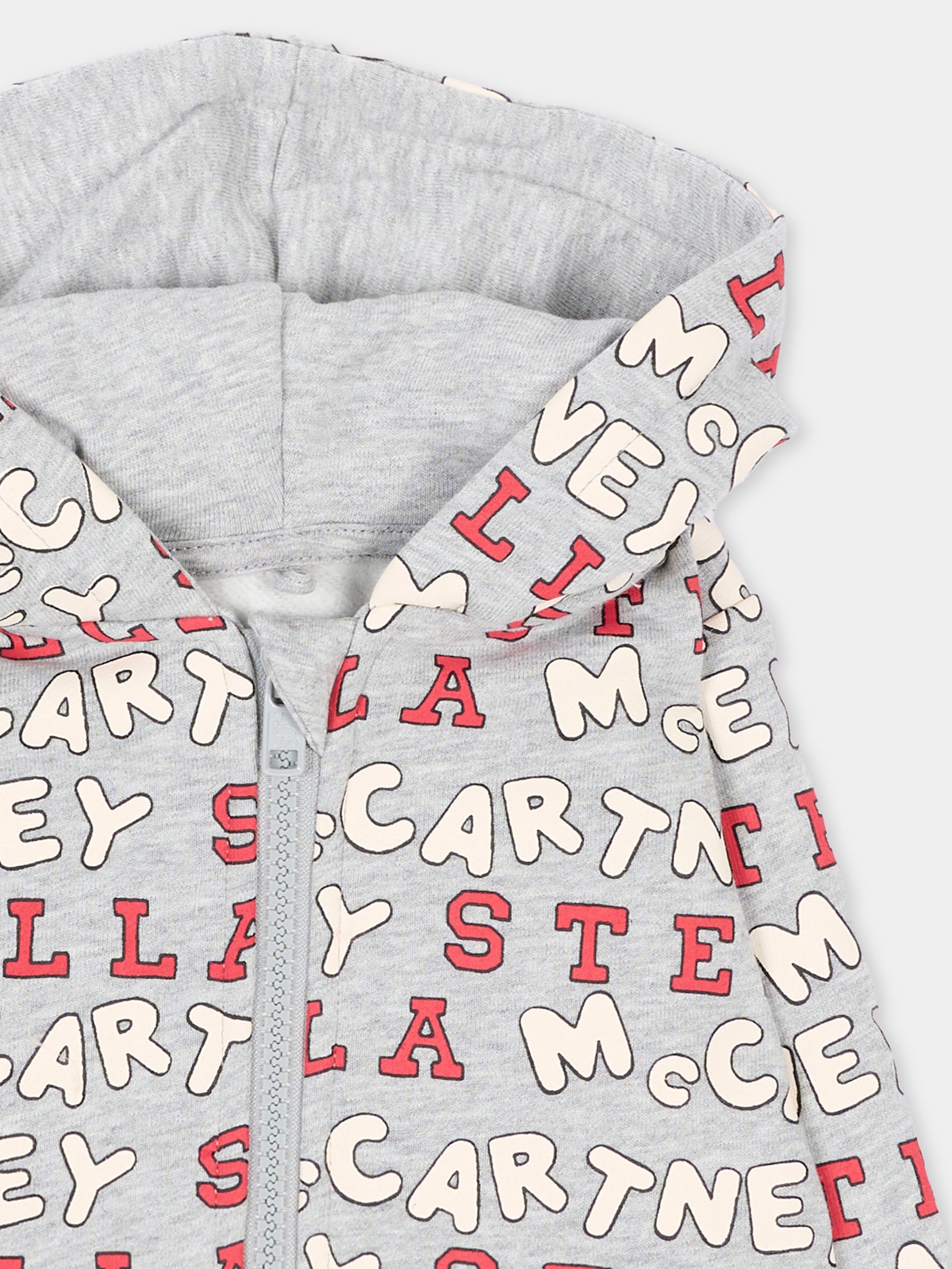 Felpa con cappuccio grigia per neonato con stampa,Stella Mccartney Kids,TZ4350 Z4013 807MC