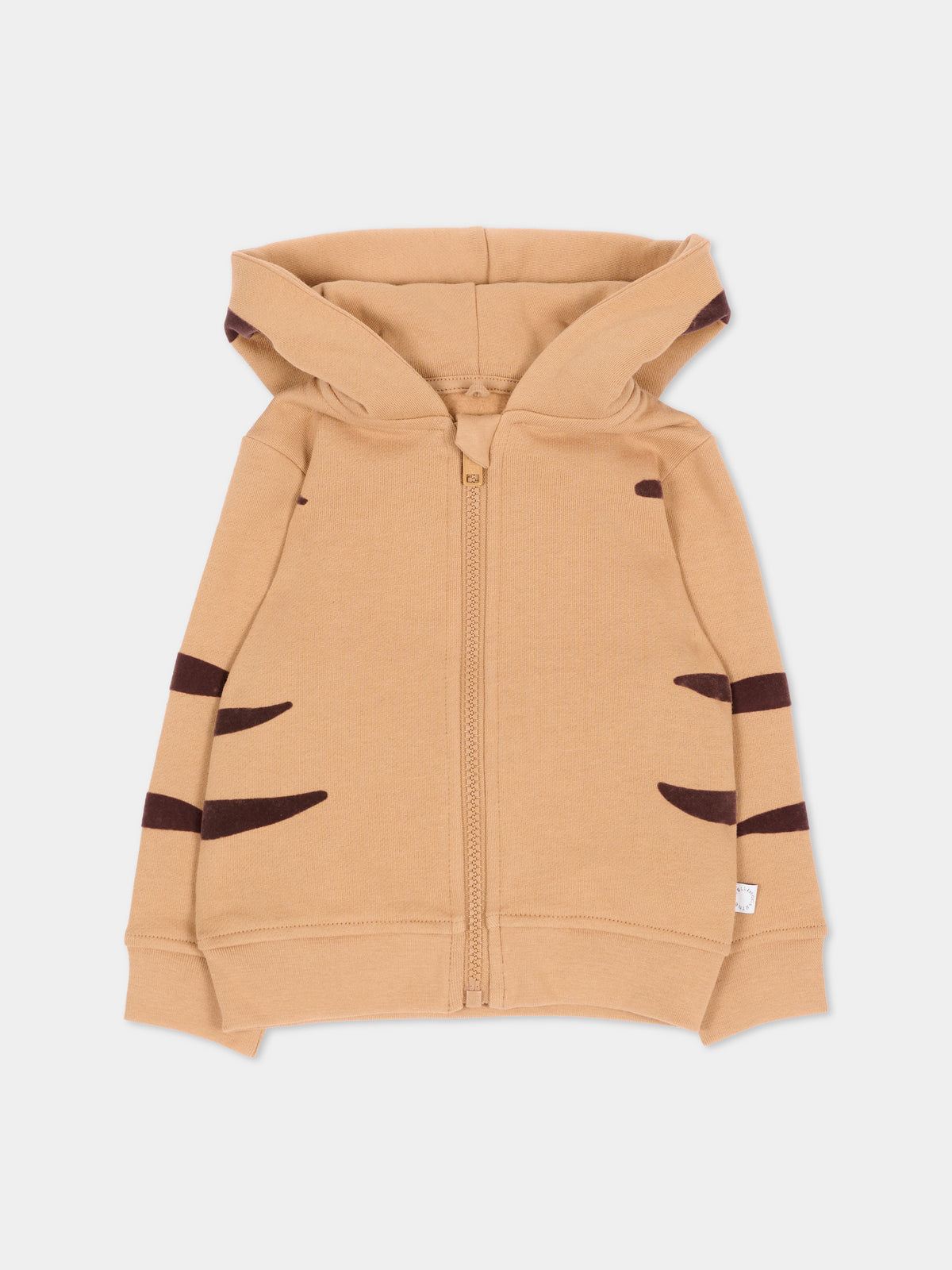 Felpa con cappuccio beige per neonati con tigre,Stella Mccartney Kids,TZ4390 Z3059 362
