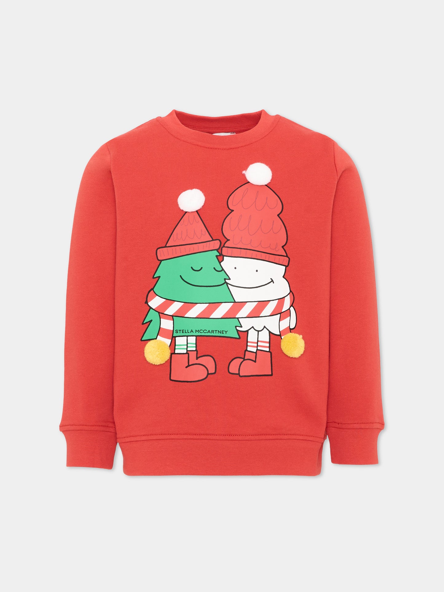 Felpa girocollo rossa per bambino stampata,Stella Mccartney Kids,TZ4R70 Z3059 421