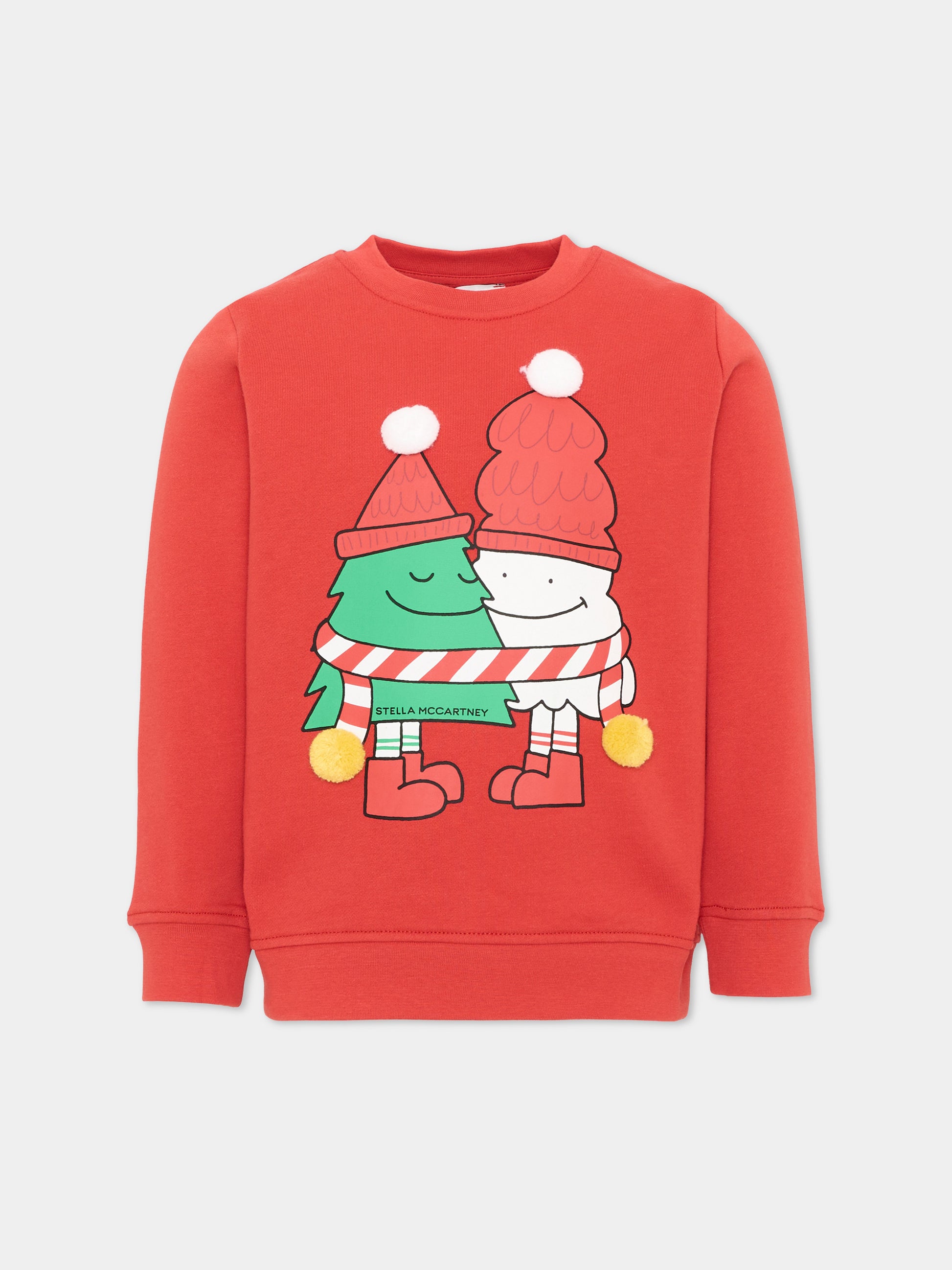 Felpa girocollo rossa per bambino stampata,Stella Mccartney Kids,TZ4R70 Z3059 421