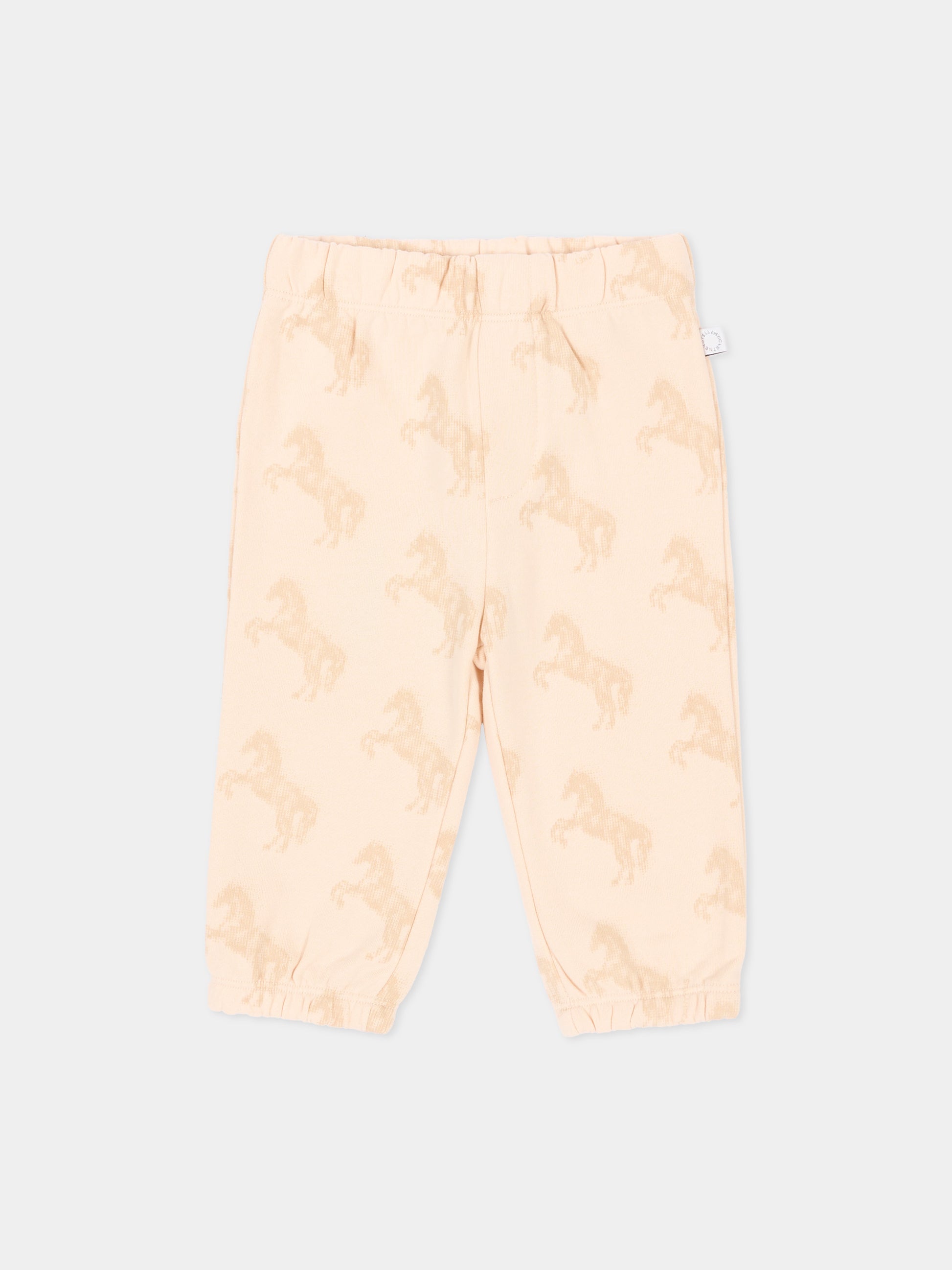 Pantalone beige per neonati con cavalli,Stella Mccartney Kids,TZ6070 Z4022 193NO