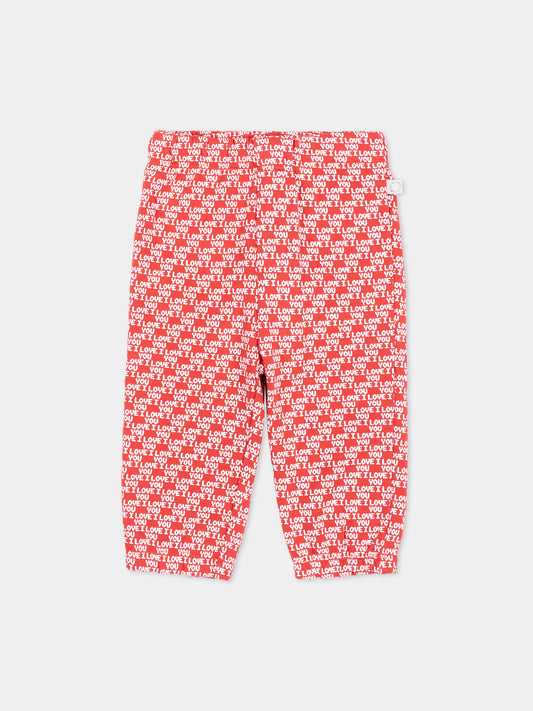 Pantaloni sportivi rossi per neonata con stampa,Stella Mccartney Kids,TZ6100 Z4023 423AV