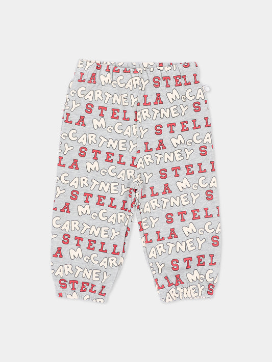 Pantalone grigio per neonati con stampa,Stella Mccartney Kids,TZ6360 Z4013 807MC