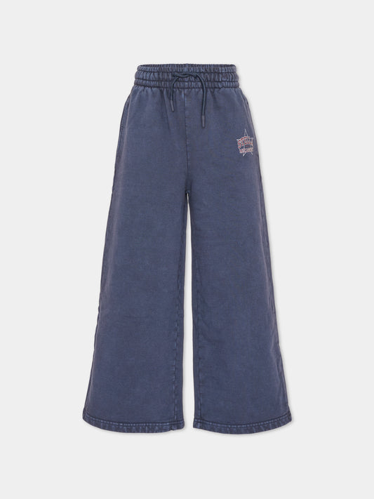 Pantalone blu per bambina con logo,Stella Mccartney Kids,TZ6B10 Z3826 61L