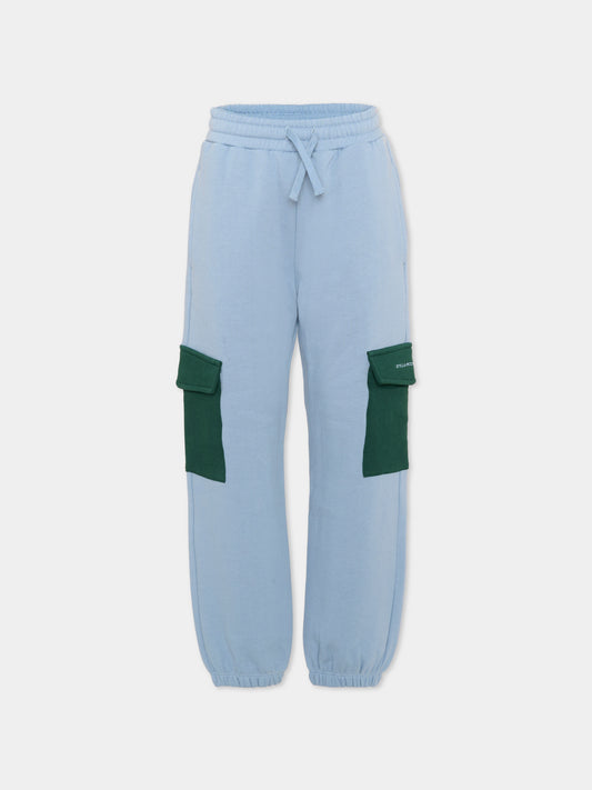 Pantaloni sportivi celesti per bambino con logo,Stella Mccartney Kids,TZ6H90 Z3059 643